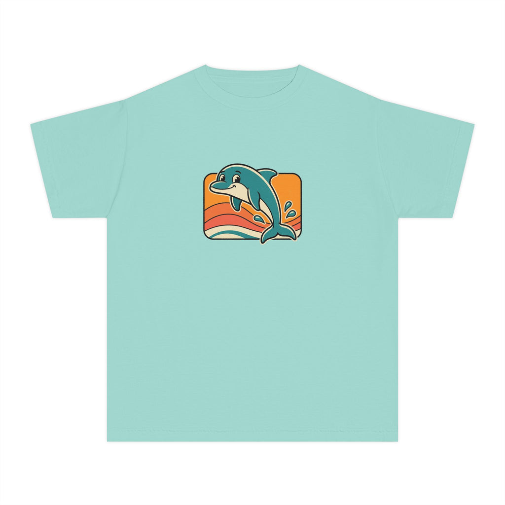 Dolphin Youth Shirt Retro Sunset Comfort Colors Beach Tee
