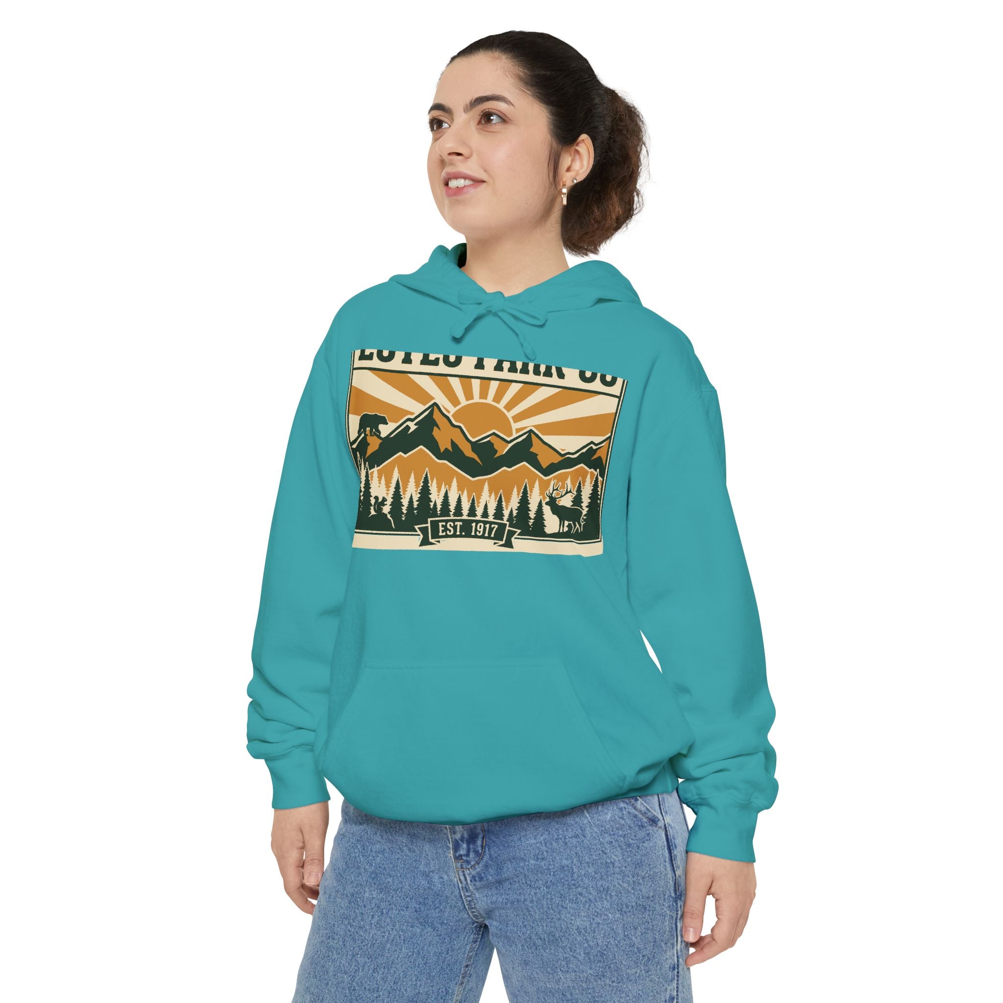 Estes Park CO Hidden Wildlife Hoodie | Forest Green EST. 1917