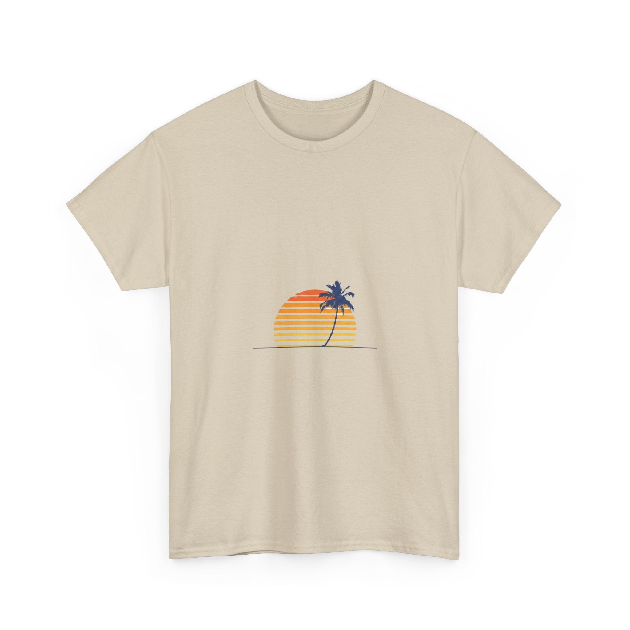 Retro Palm & Sunset Tee | Minimalist Vintage Beach Summer Shirt