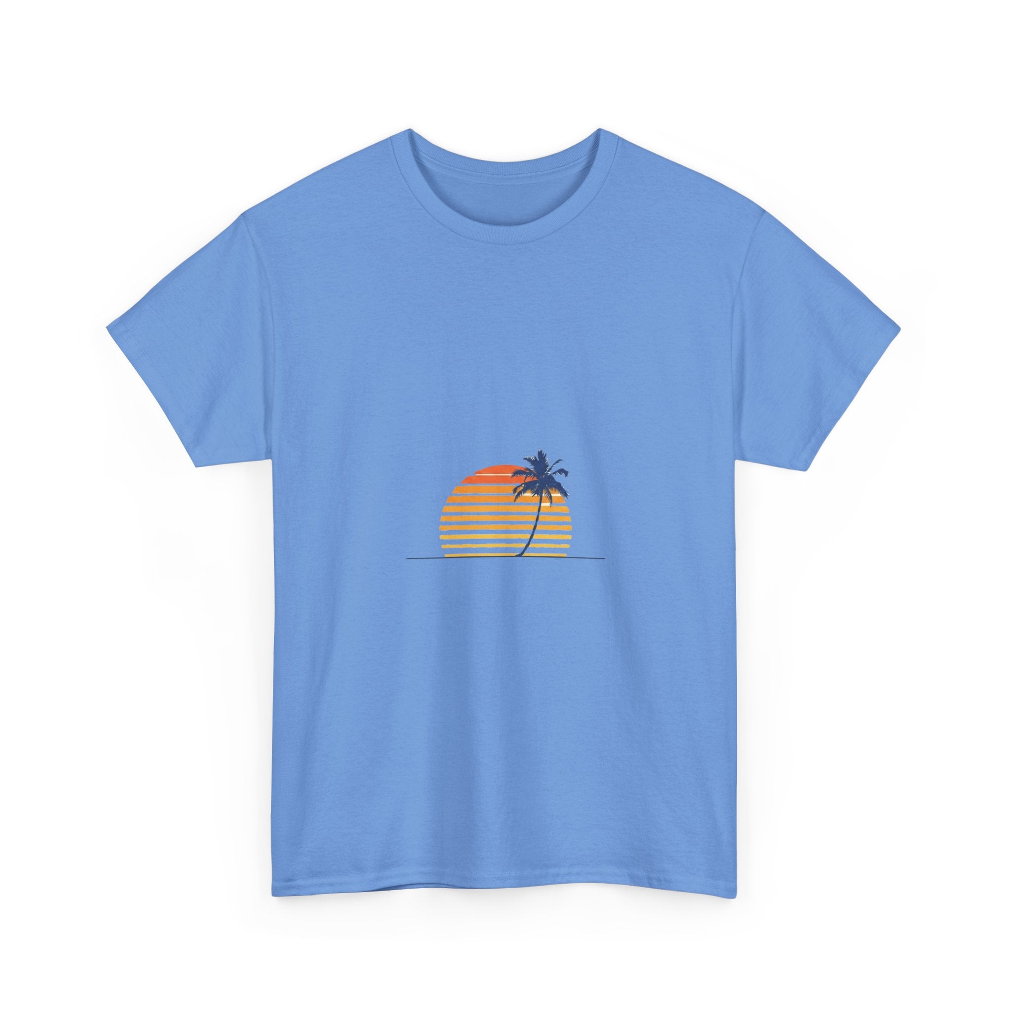 Retro Palm & Sunset Tee | Minimalist Vintage Beach Summer Shirt