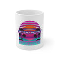 Retro Miami Sunset Mug — 80s Synthwave Ceramic Coffee Mug 11oz