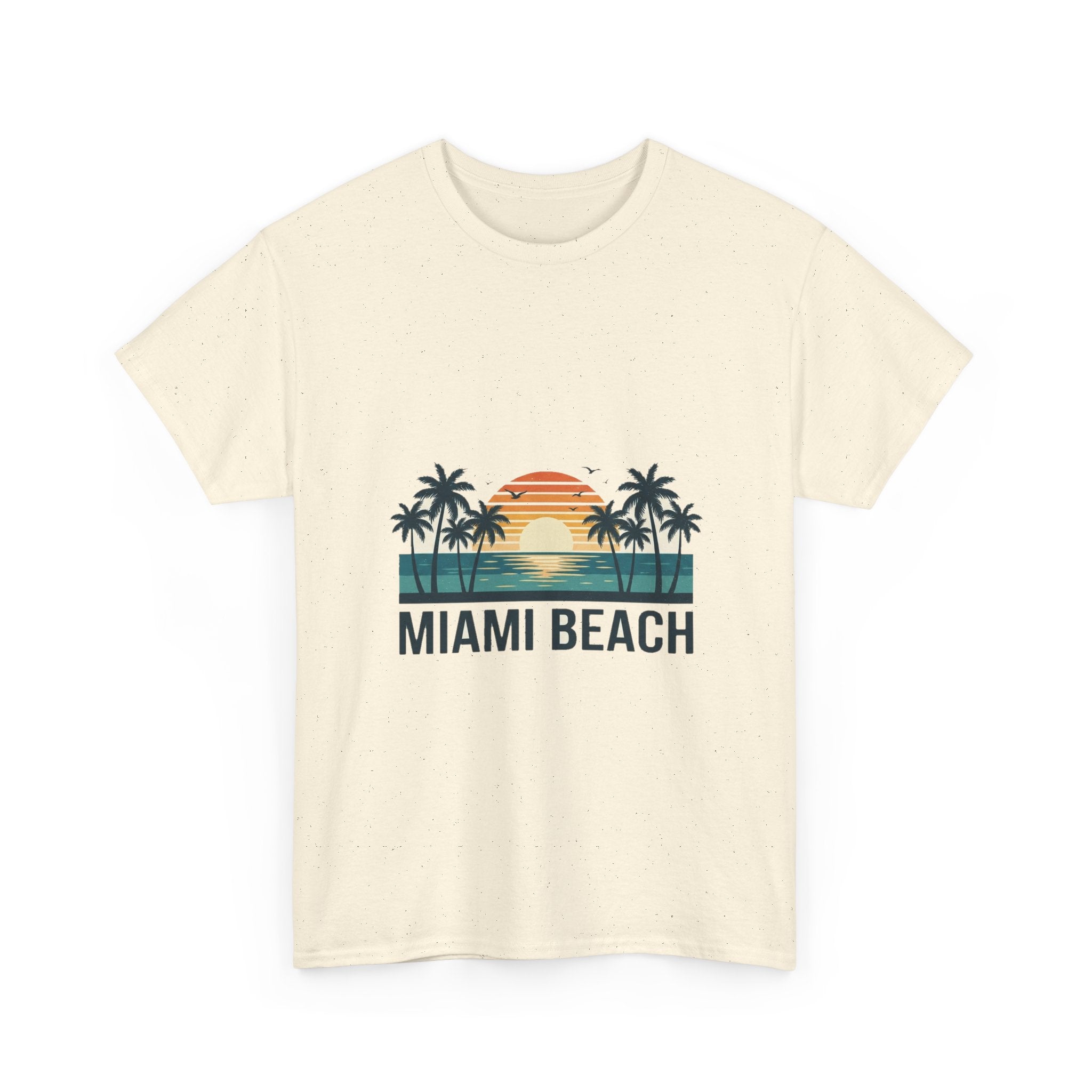 Miami Beach Retro Tee | Vintage Sunset & Palms Summer Shirt