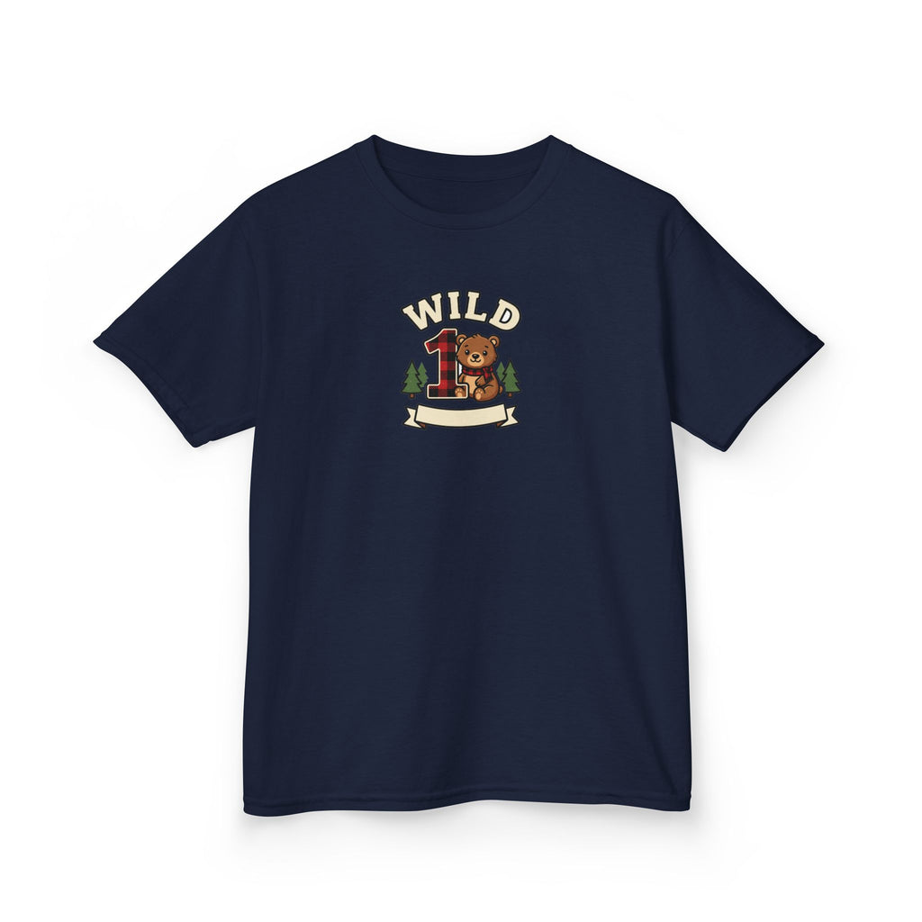 Wild One 1st Birthday Shirt Plaid Bear Kids Tee