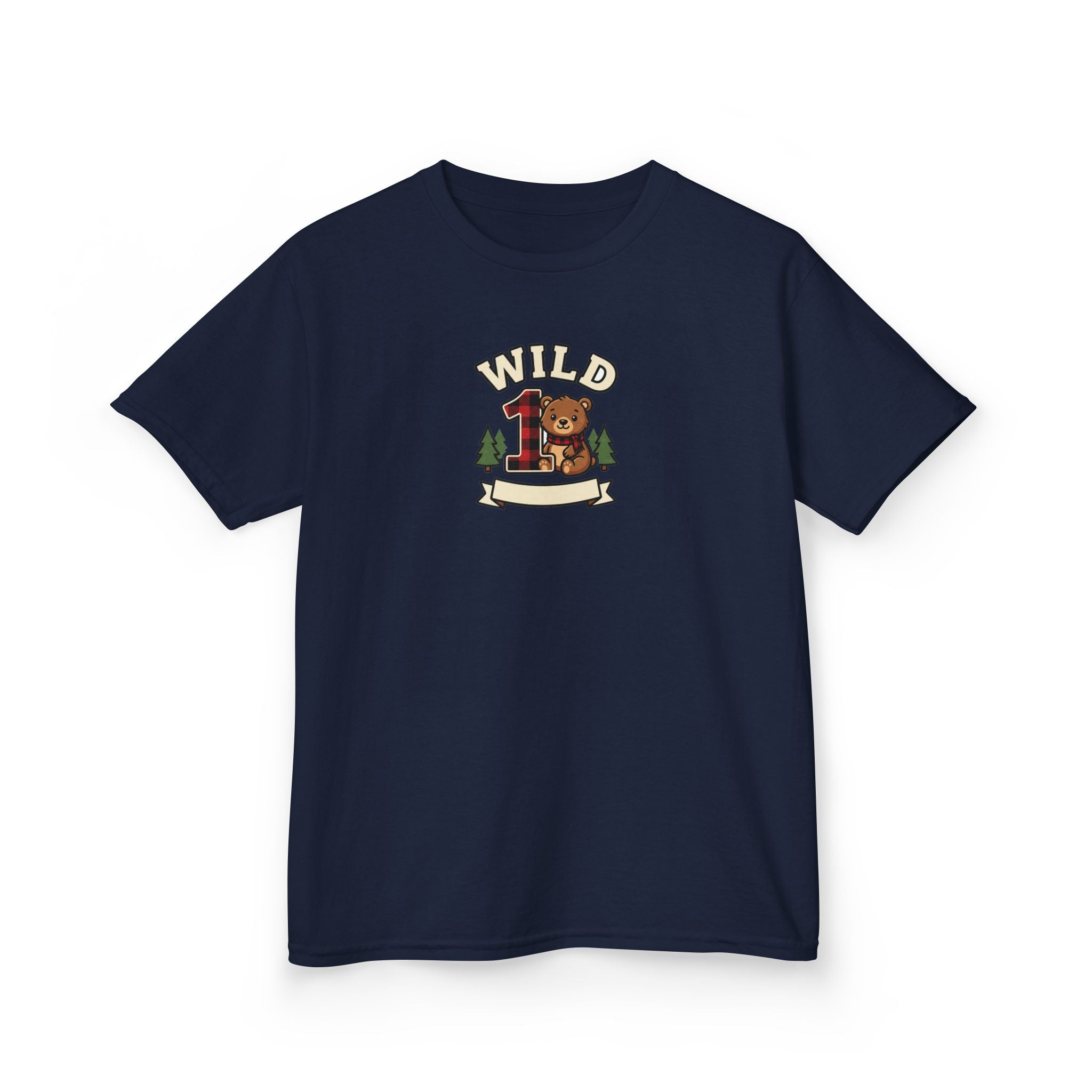 Wild One 1st Birthday Shirt Plaid Bear Kids Tee