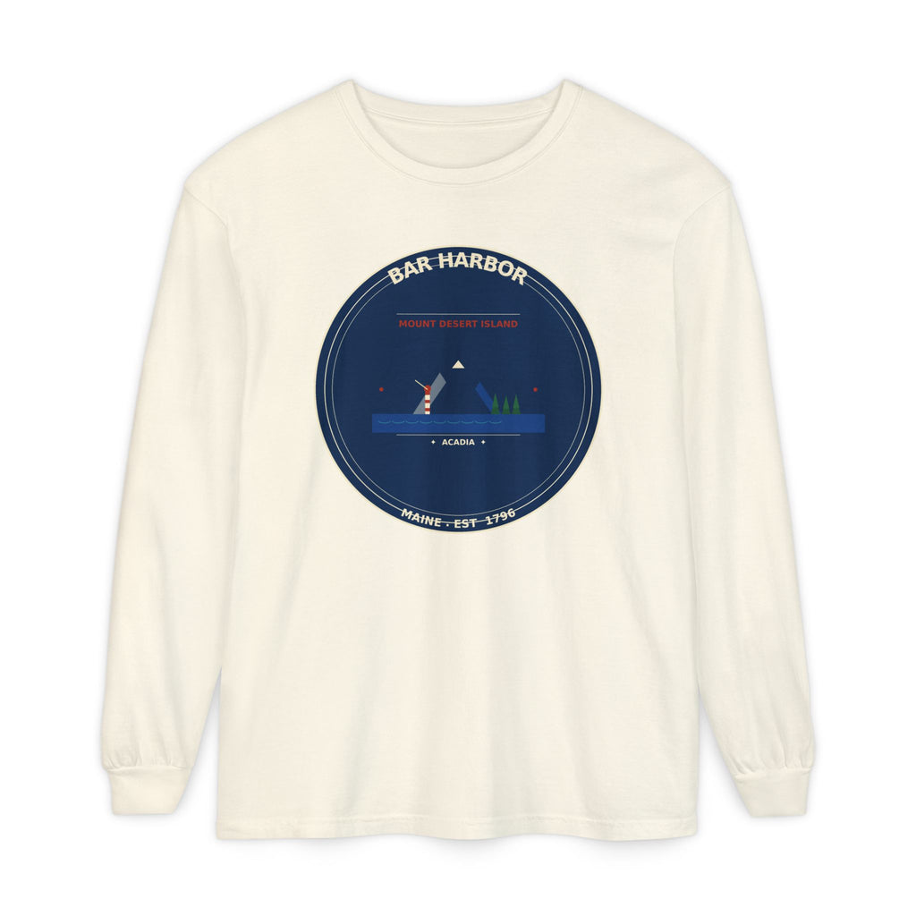 Bar Harbor Maine Long Sleeve | Acadia Vintage Badge Long Sleeve Tee