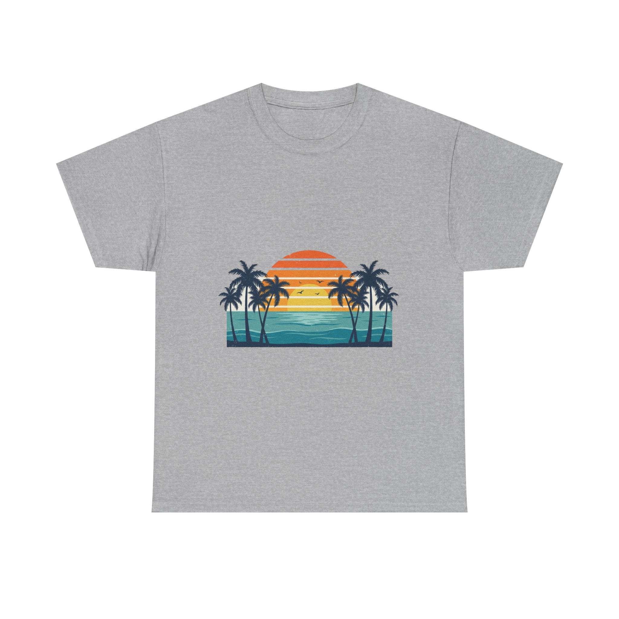 Retro Beach Sunset Tee | Vintage Palms & Ocean Summer Shirt