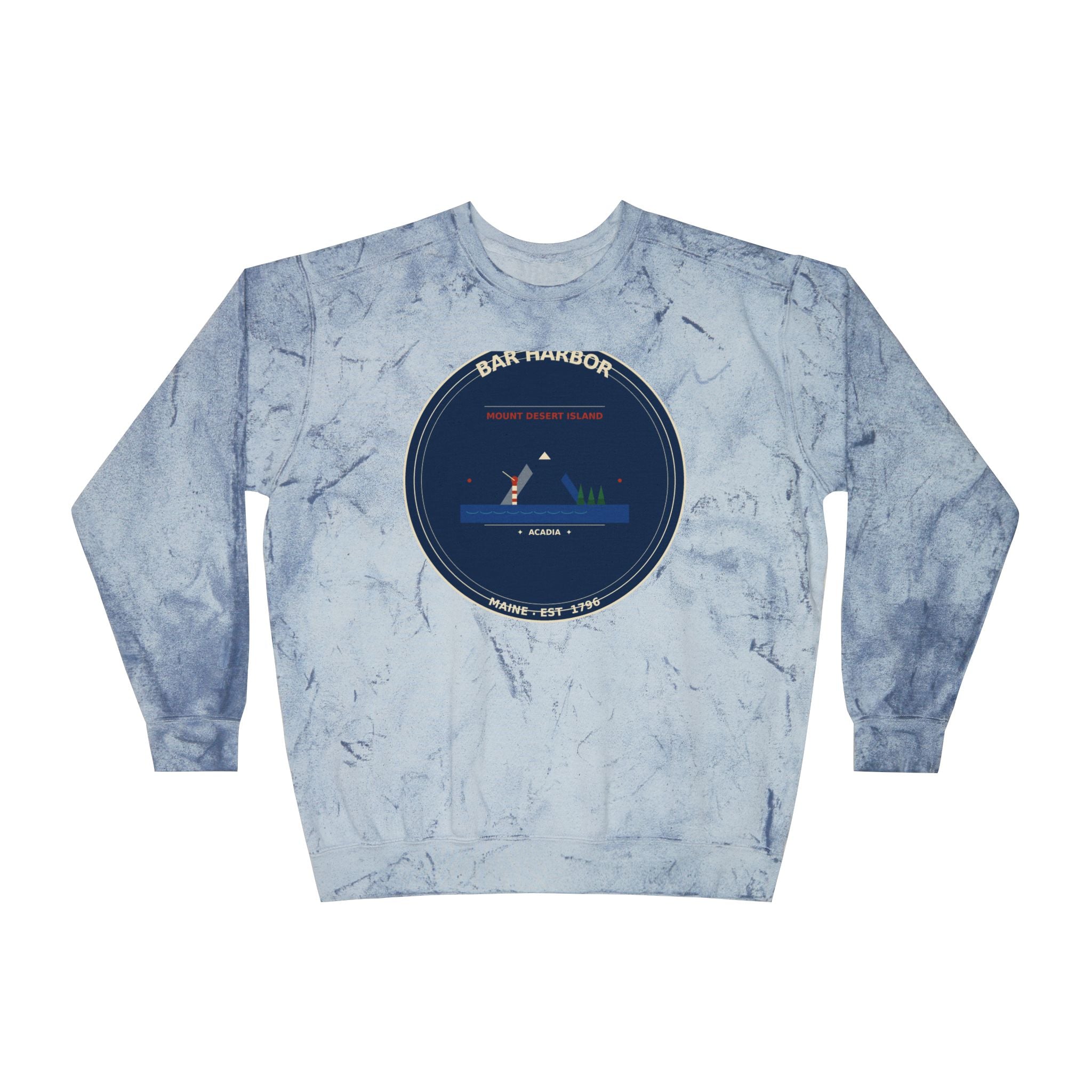 Bar Harbor Maine Crewneck Sweatshirt | Acadia Vintage Badge Sweatshirt