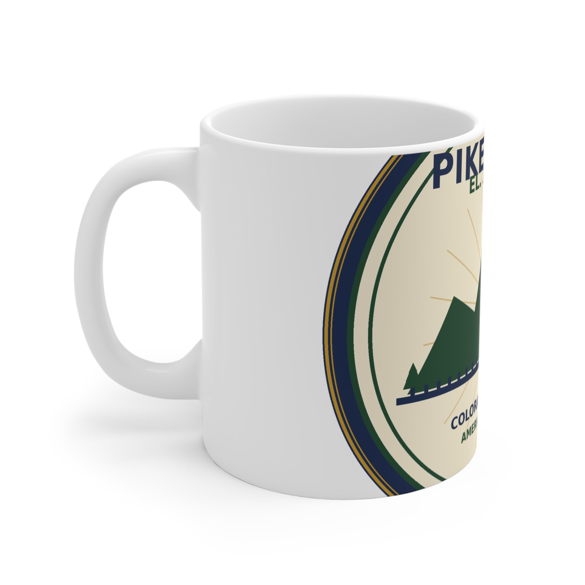 Pikes Peak Coffee Mug | Vintage Colorado Mountain Badge 11oz Mug