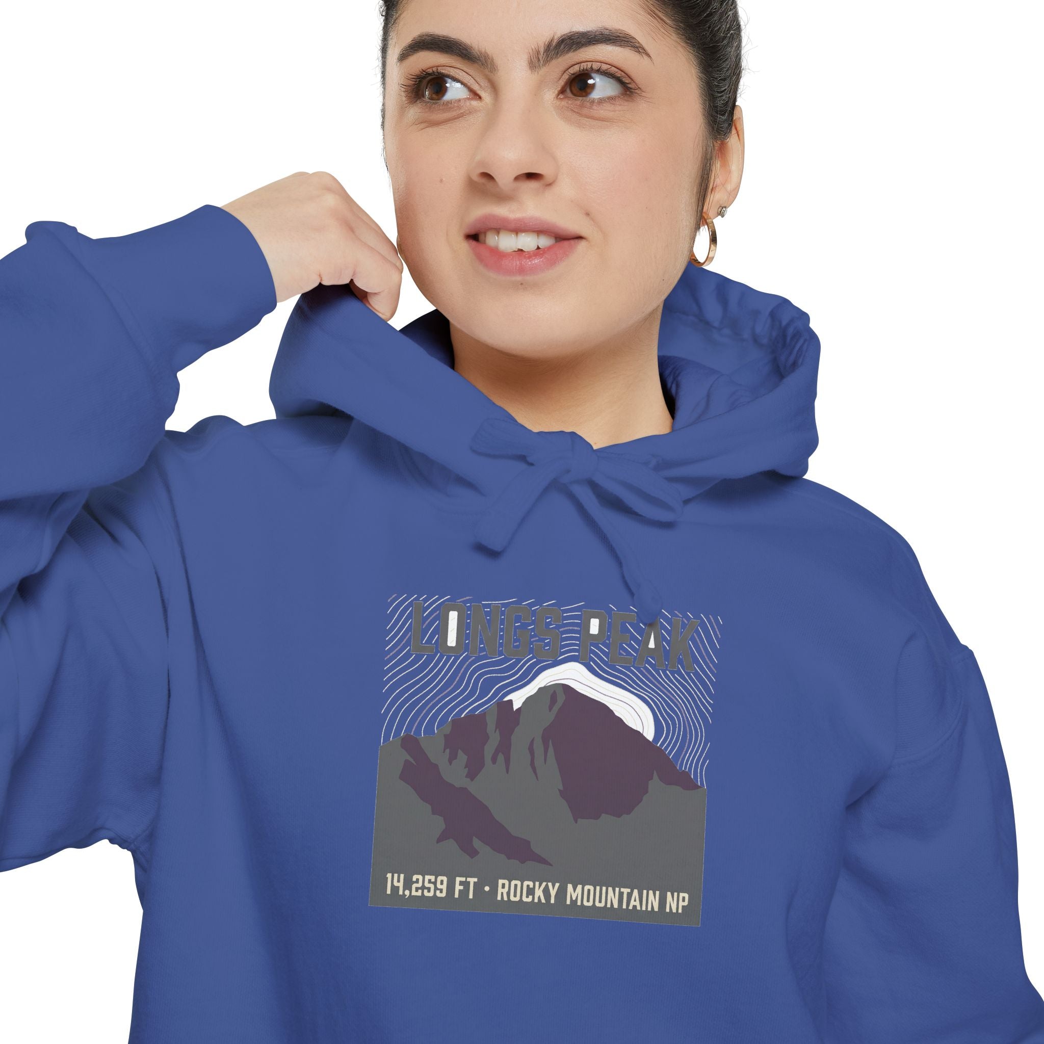 Longs Peak Colorado 14er hoodie, 14,259 ft Rocky Mountain National Park summit badge, alternate product view