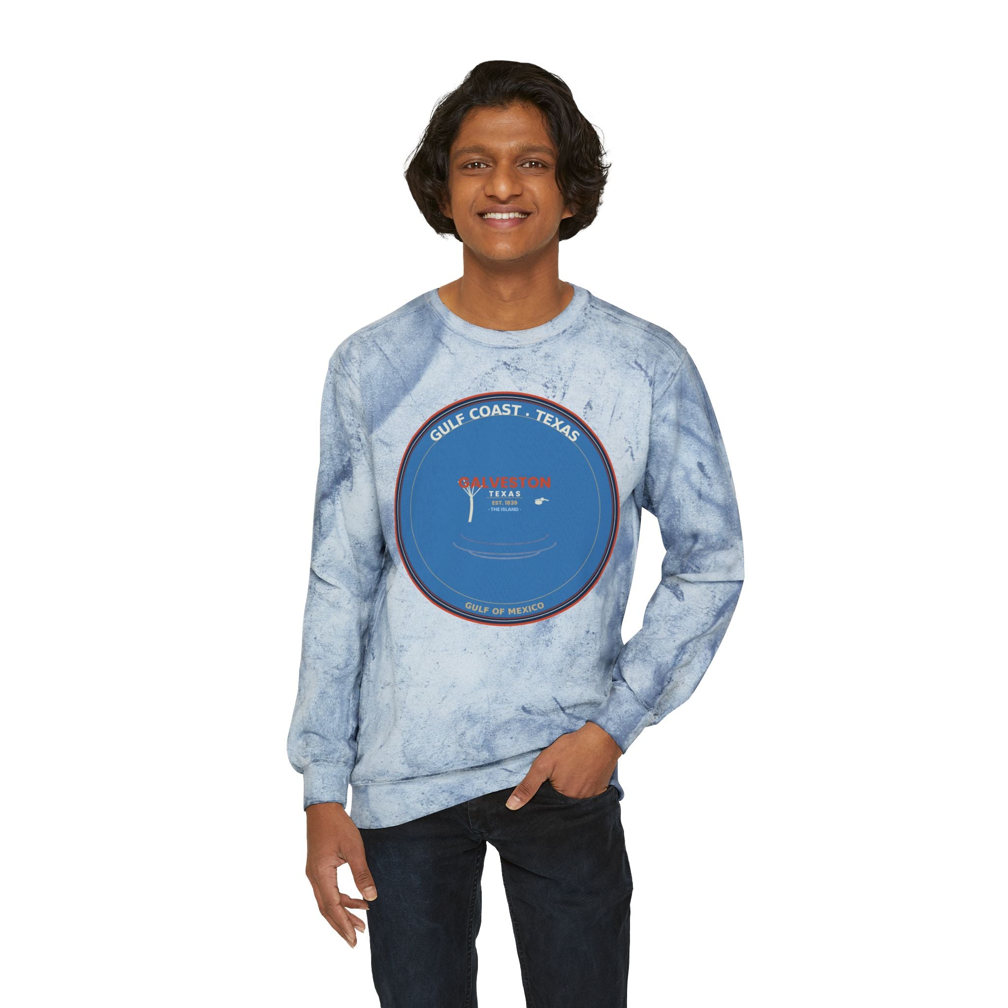 Galveston Texas Crewneck | Vintage Coastal Badge | CC 1566