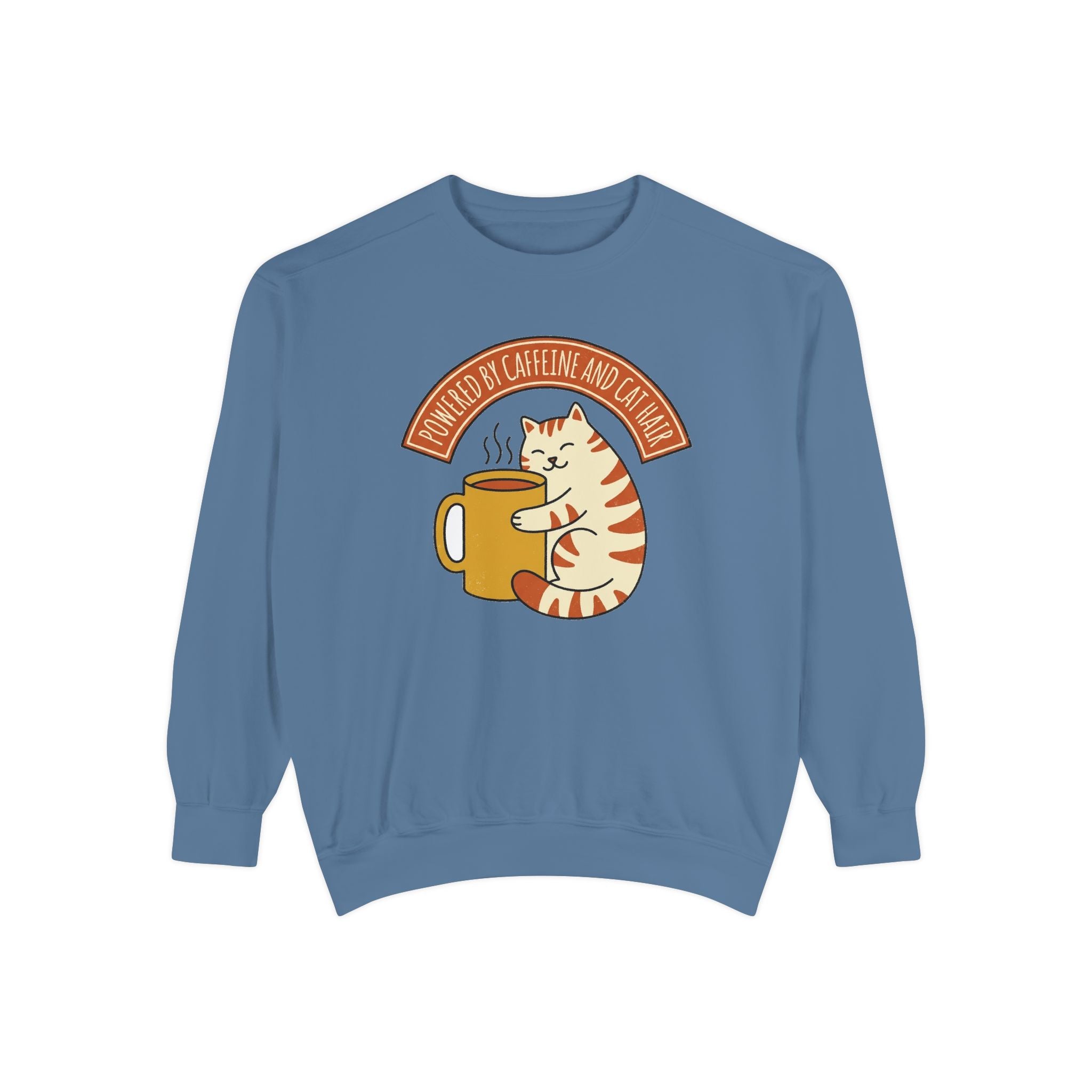 Cat Coffee Sweatshirt | Powered by Caffeine | powered by caffeine sweatshirt — Khaki