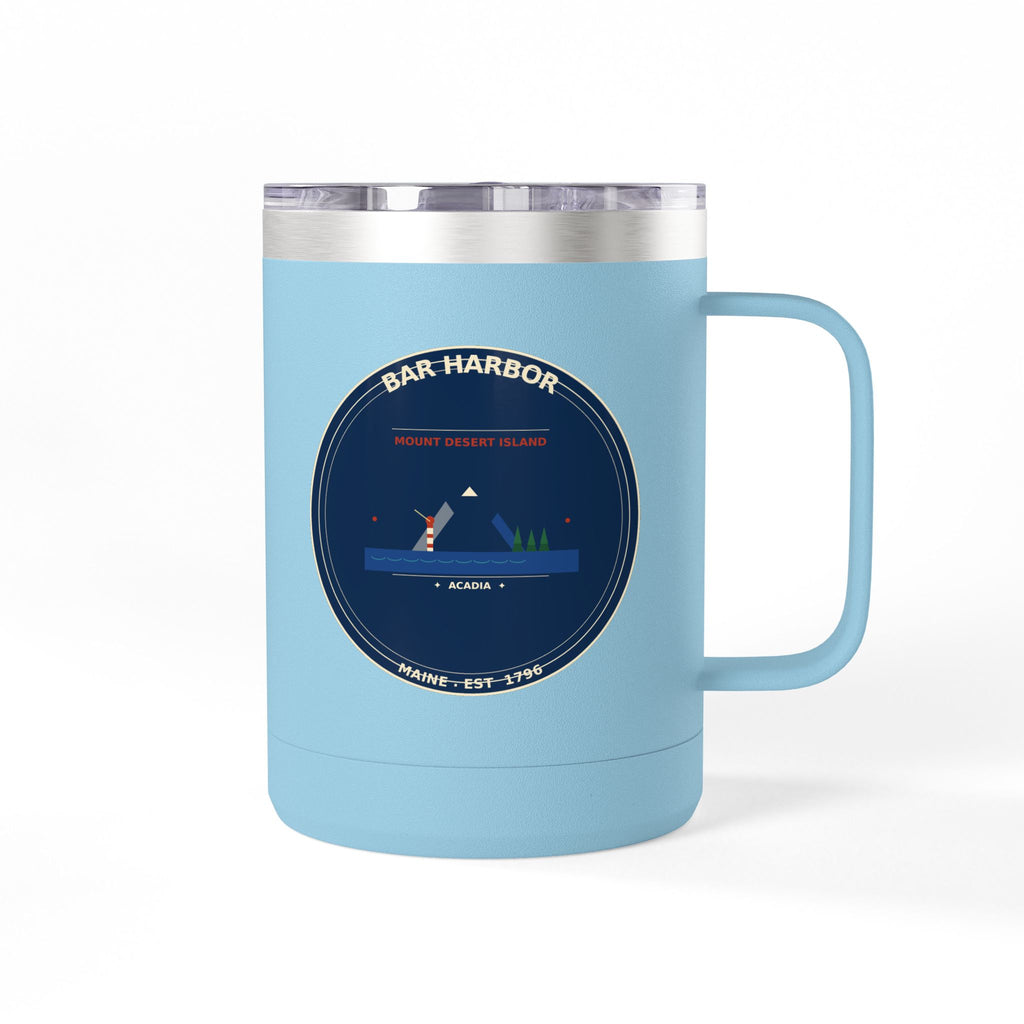 Bar Harbor Maine Travel Mug | Acadia Vintage Badge 15oz Travel Mug