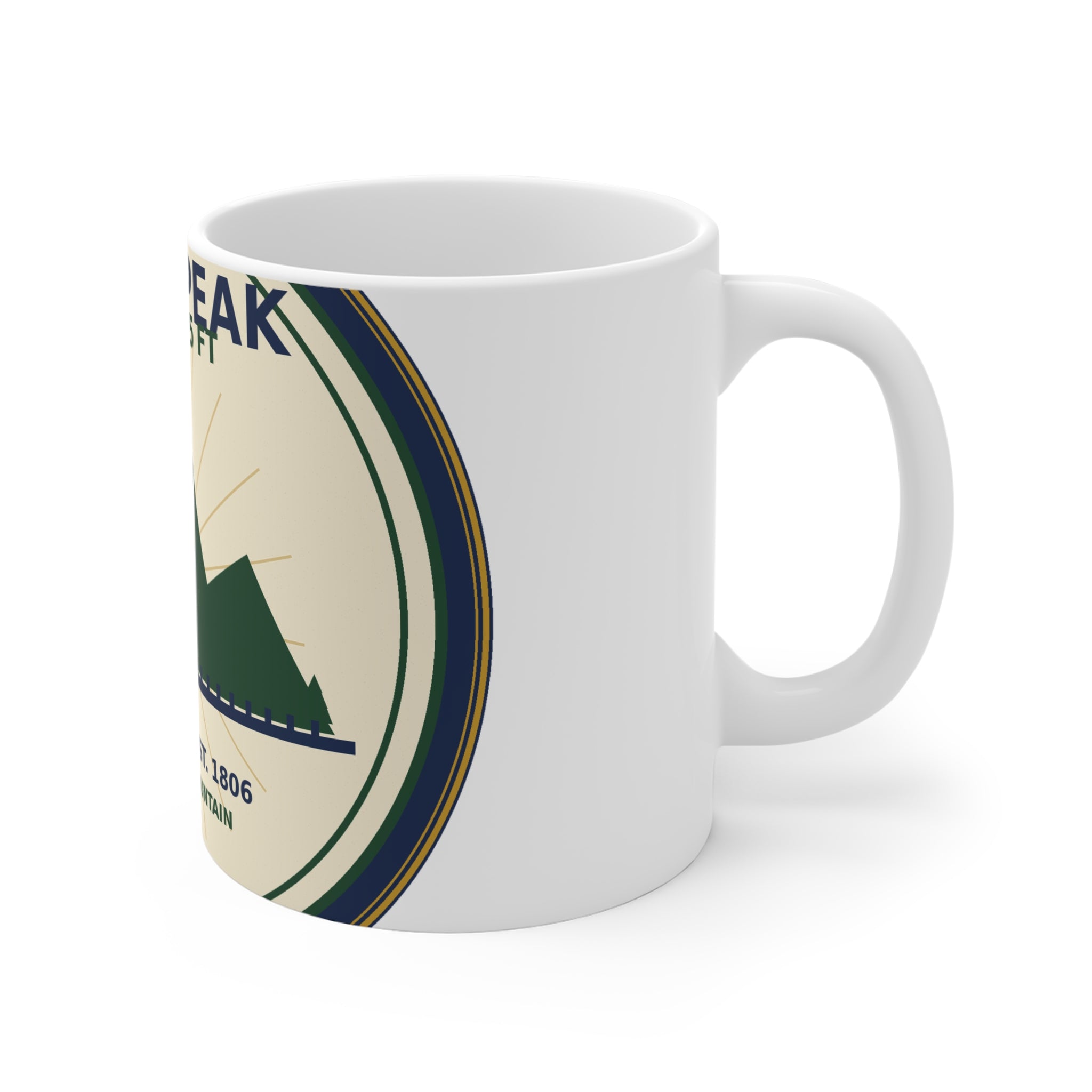 Pikes Peak Coffee Mug | Vintage Colorado Mountain Badge 11oz Mug
