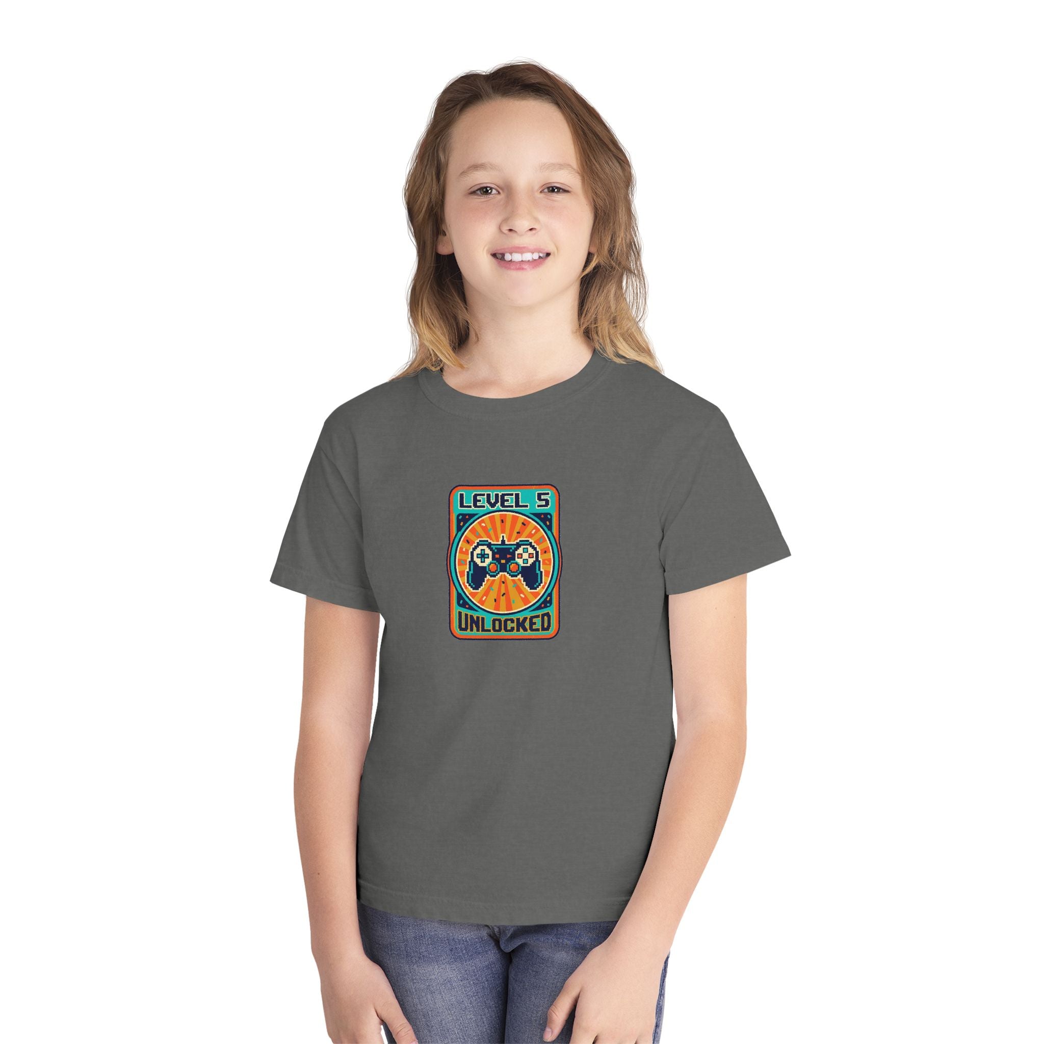 Level 5 Unlocked 5th Birthday Youth Shirt Gamer Tee