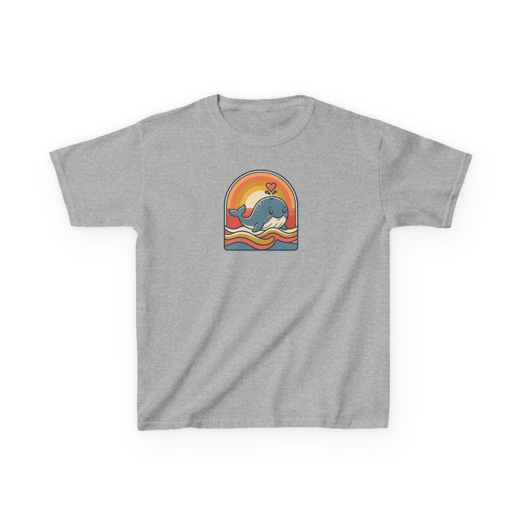 Whale Shirt Retro Heart Splash Kids Beach Tee