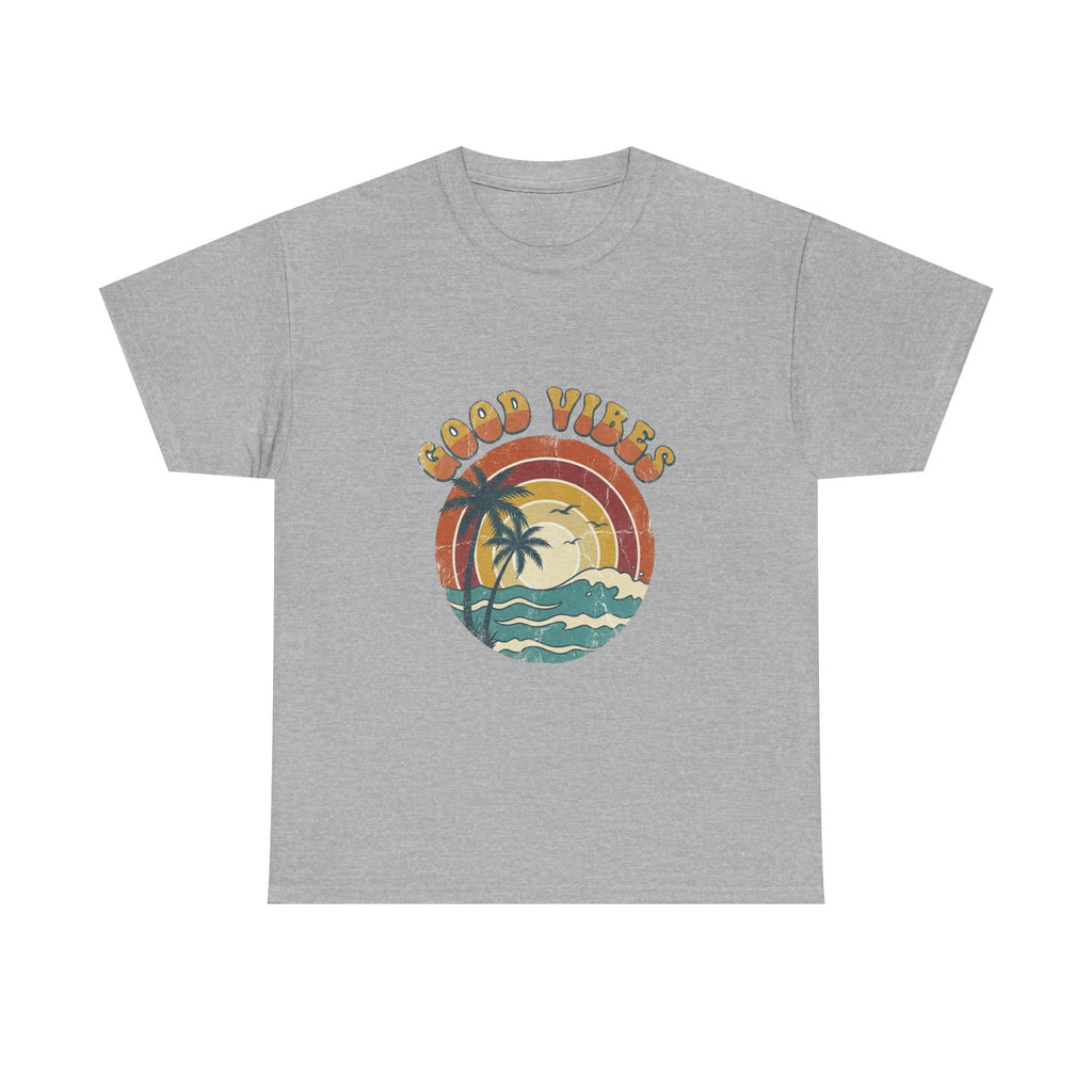 Good Vibes Retro Beach Tee | Vintage Sunset Summer Shirt