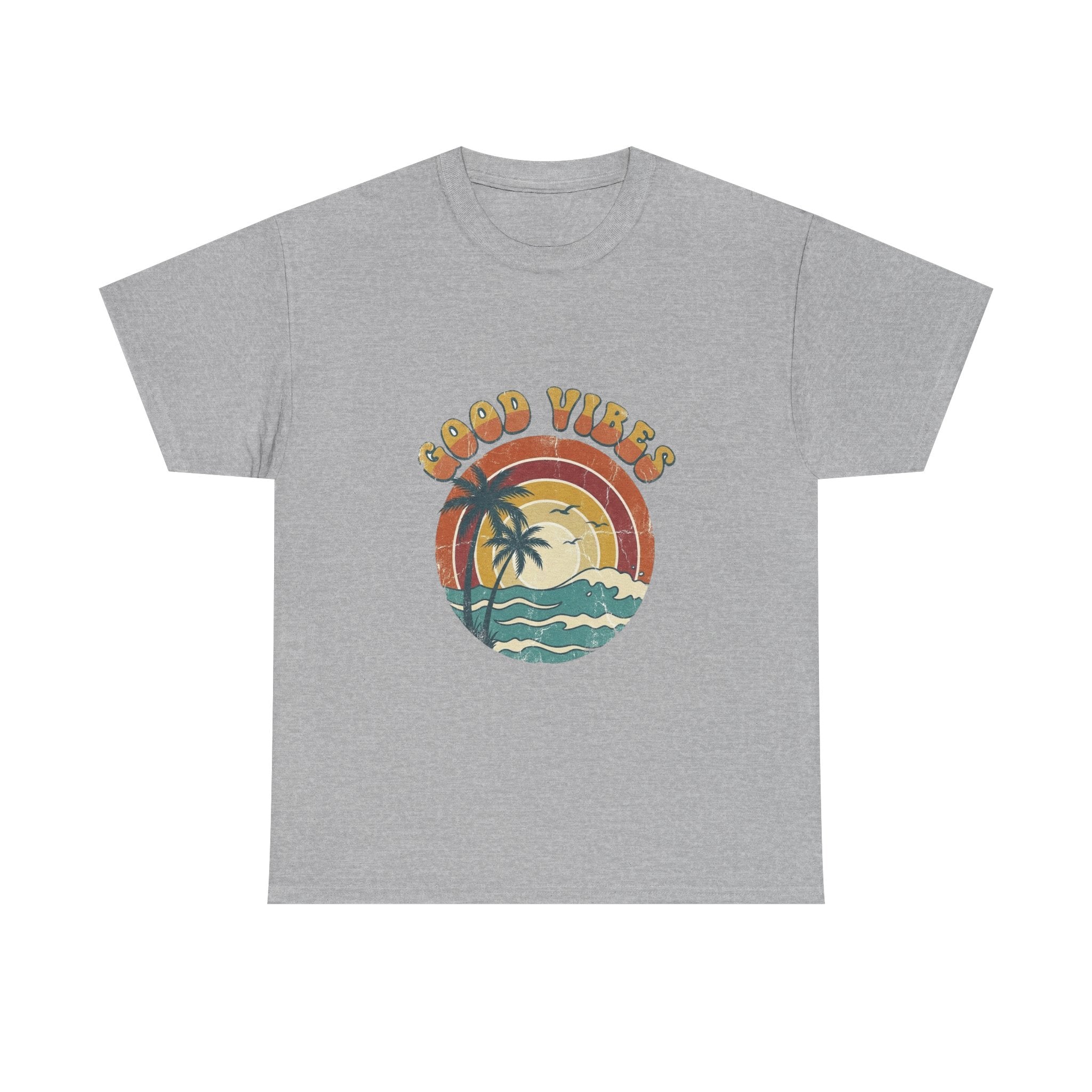 Good Vibes Retro Beach Tee | Vintage Sunset Summer Shirt