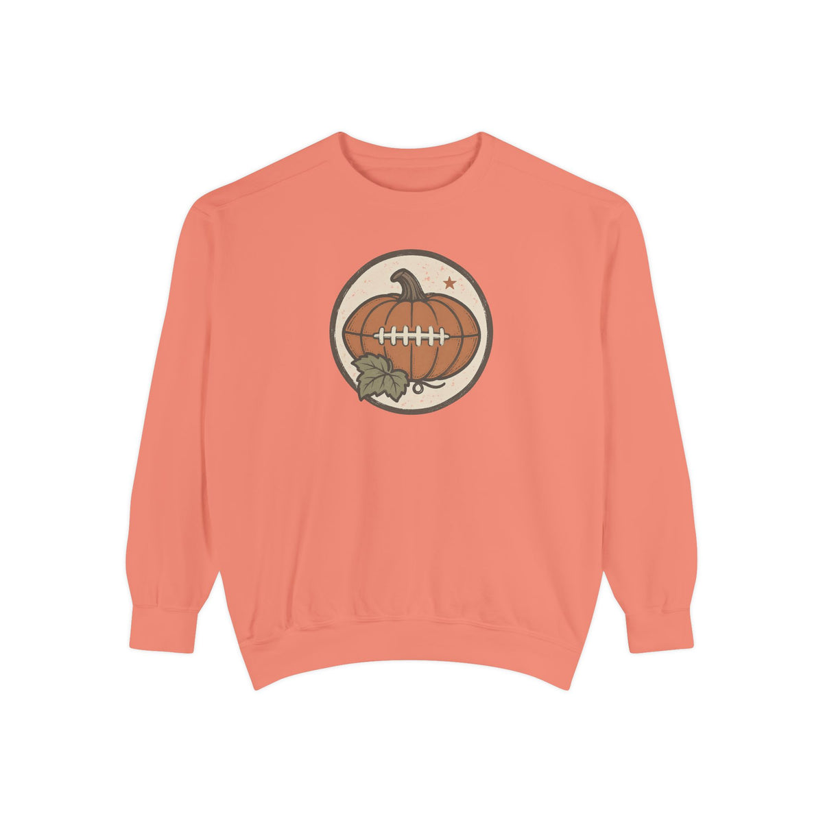 Pumpkin Football Crewneck Sweatshirt | Vintage Fall Saturday Tailgate Art | Comfort Colors Garment Dyed
