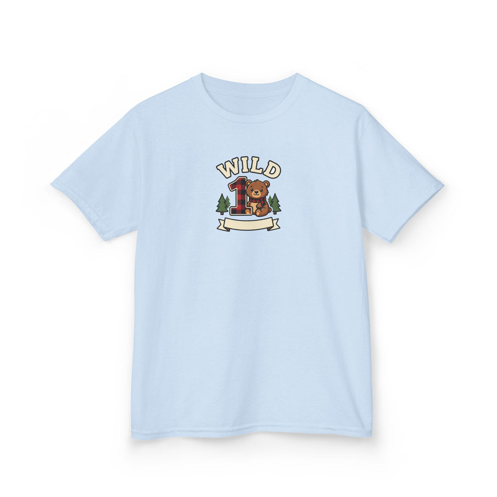 Wild One 1st Birthday Shirt Plaid Bear Kids Tee