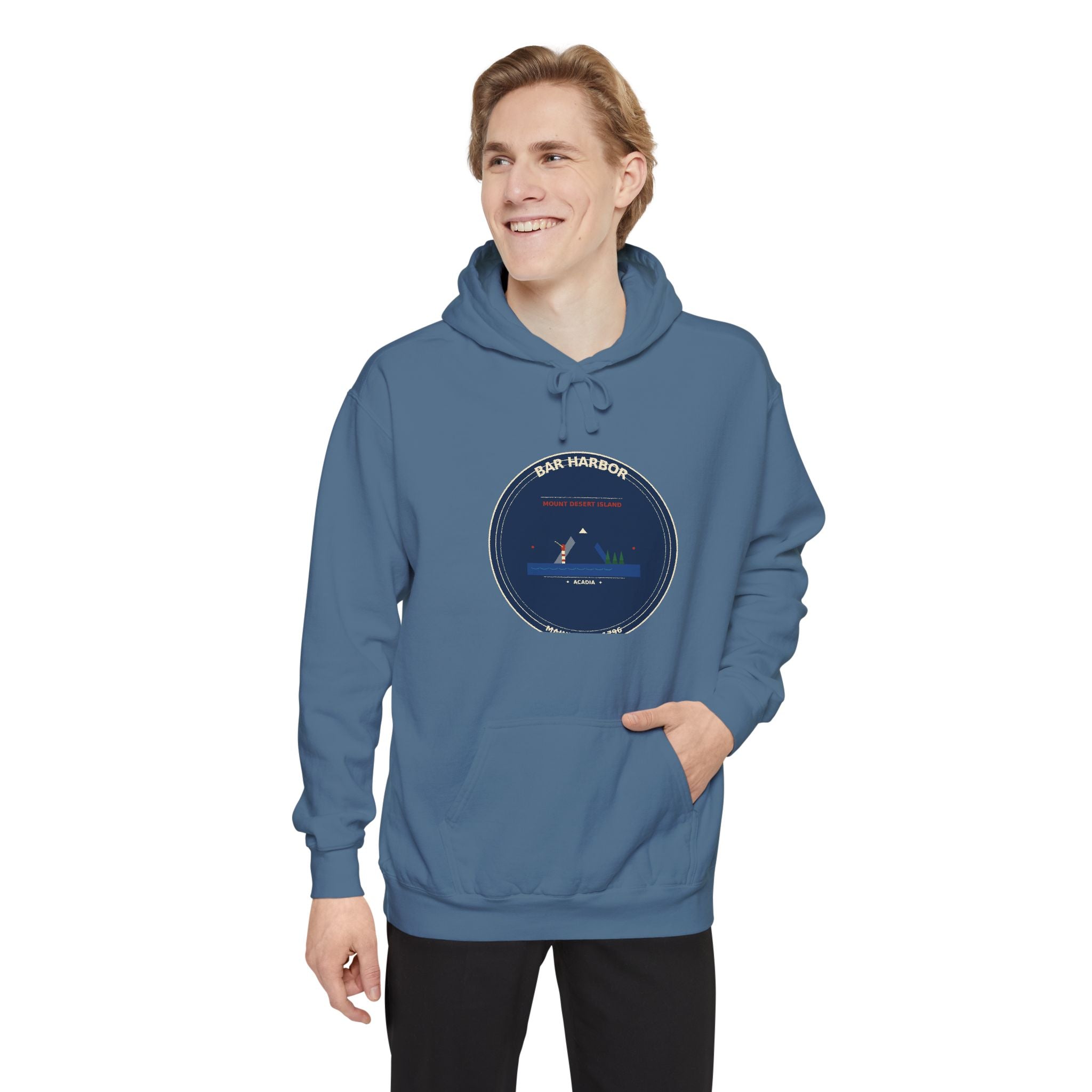 Bar Harbor Maine Hoodie | Acadia Vintage Badge Pullover