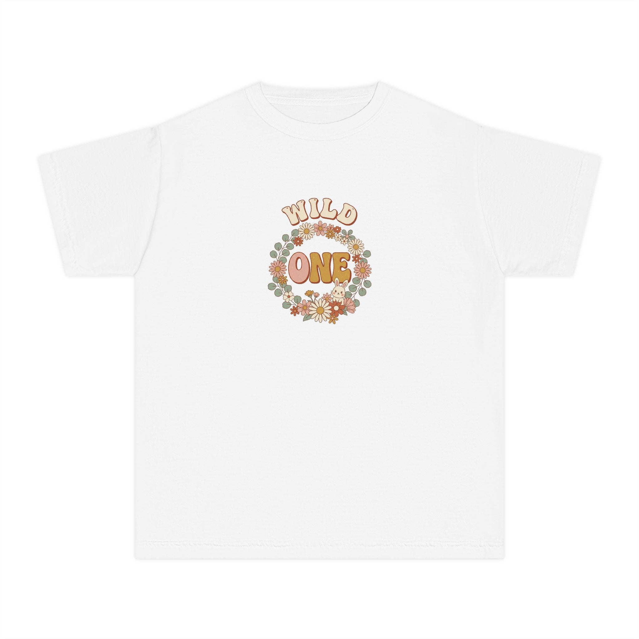 Wild One Birthday Youth Shirt Boho Bunny Comfort Colors