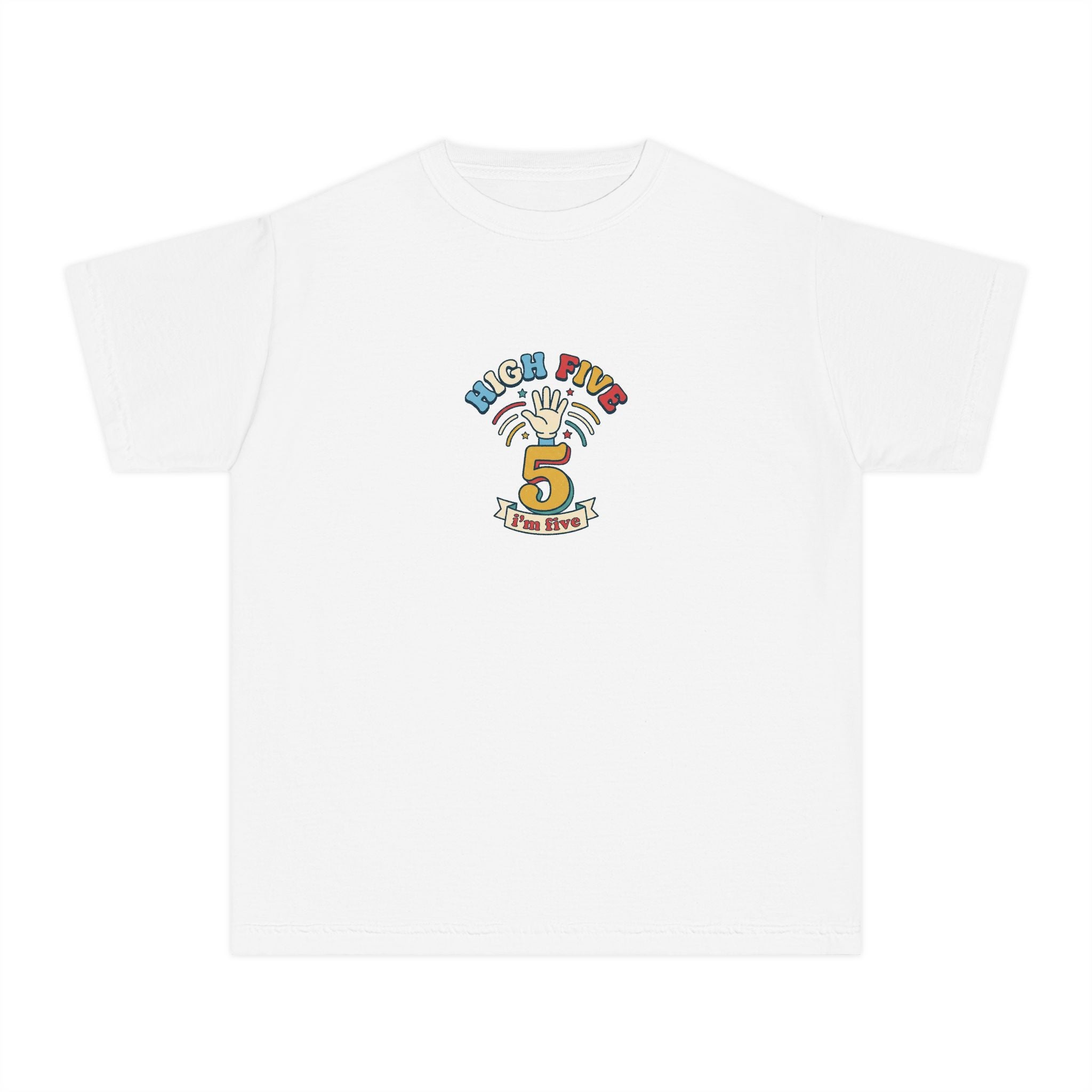 High Five I'm Five 5th Birthday Youth Comfort Colors Tee
