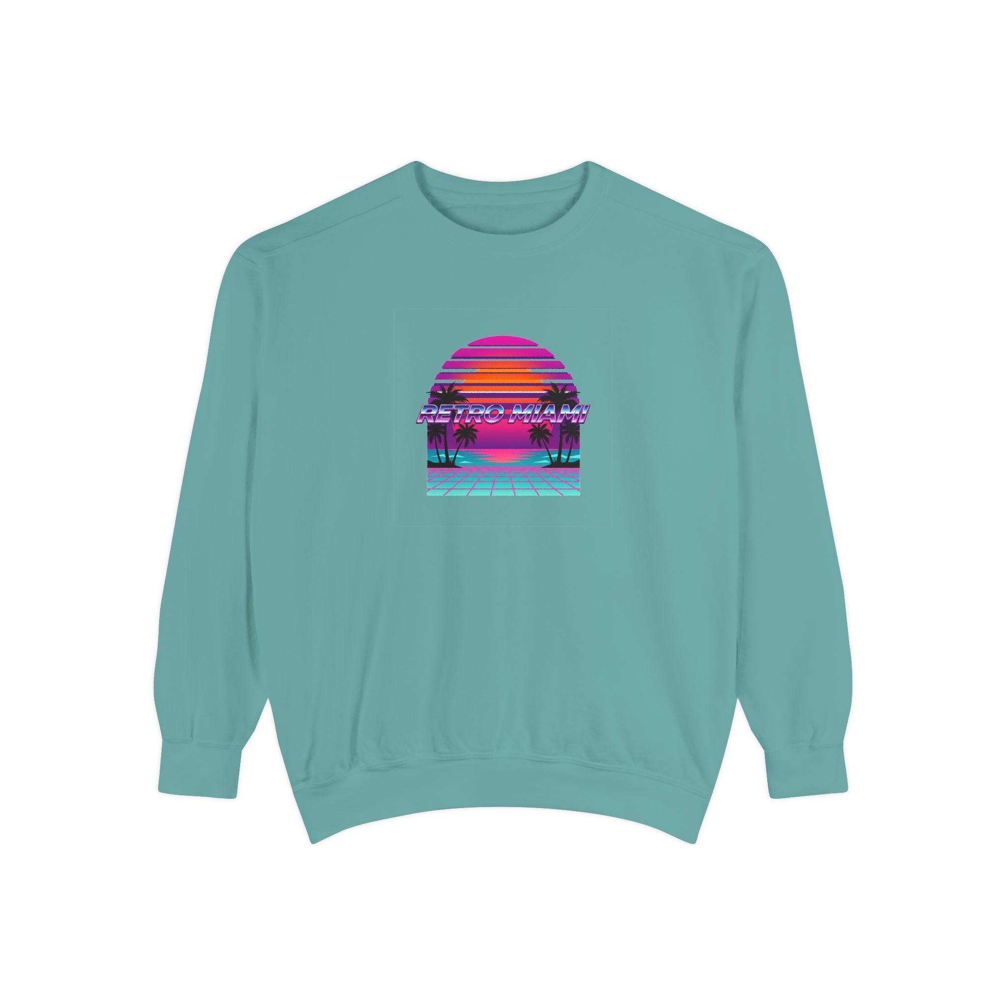 Retro Miami Sunset Crewneck — 80s Synthwave Comfort Colors Sweatshirt