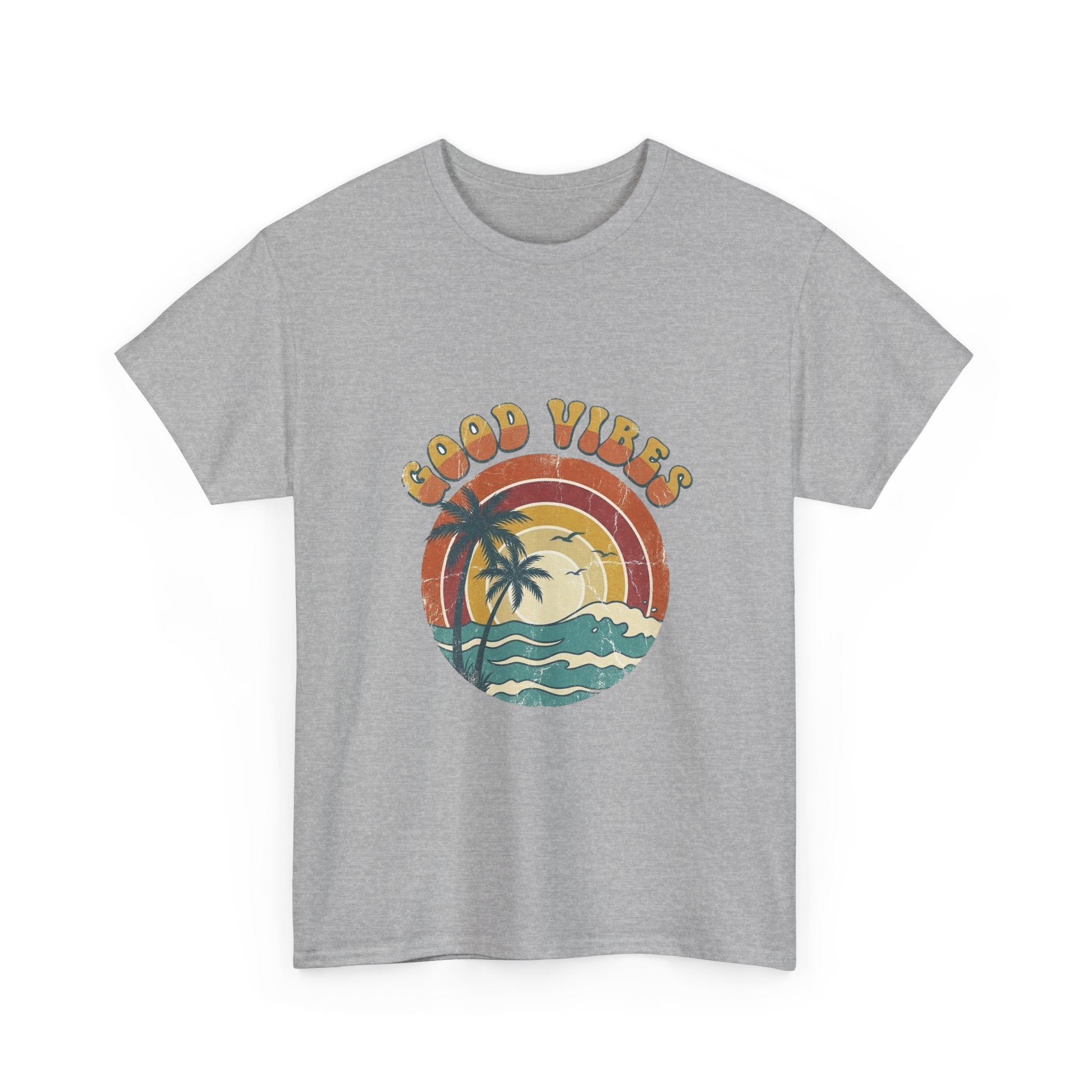 Good Vibes Retro Beach Tee | Vintage Sunset Summer Shirt