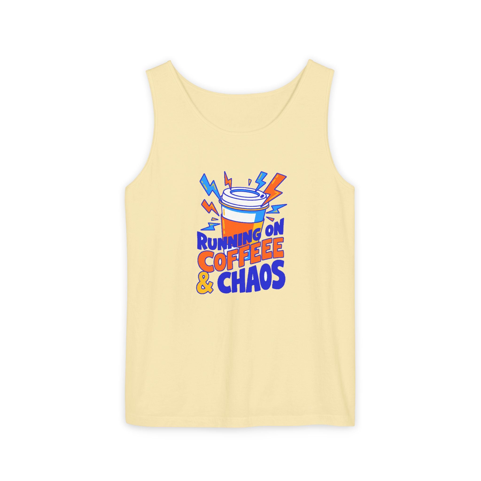 Running on Coffee & Chaos Tank Top | Comfort Colors Garment-Dyed