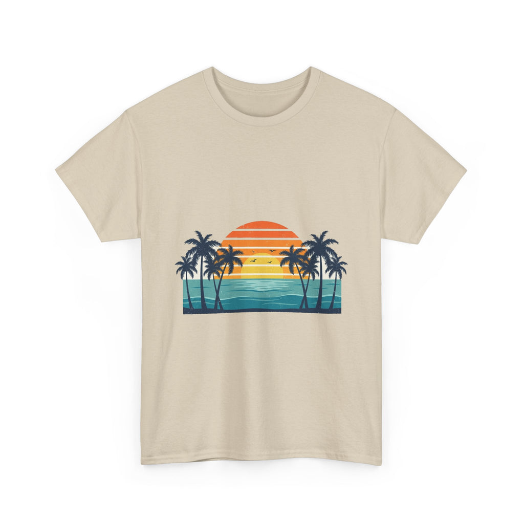 Retro Beach Sunset Tee | Vintage Palms & Ocean Summer Shirt