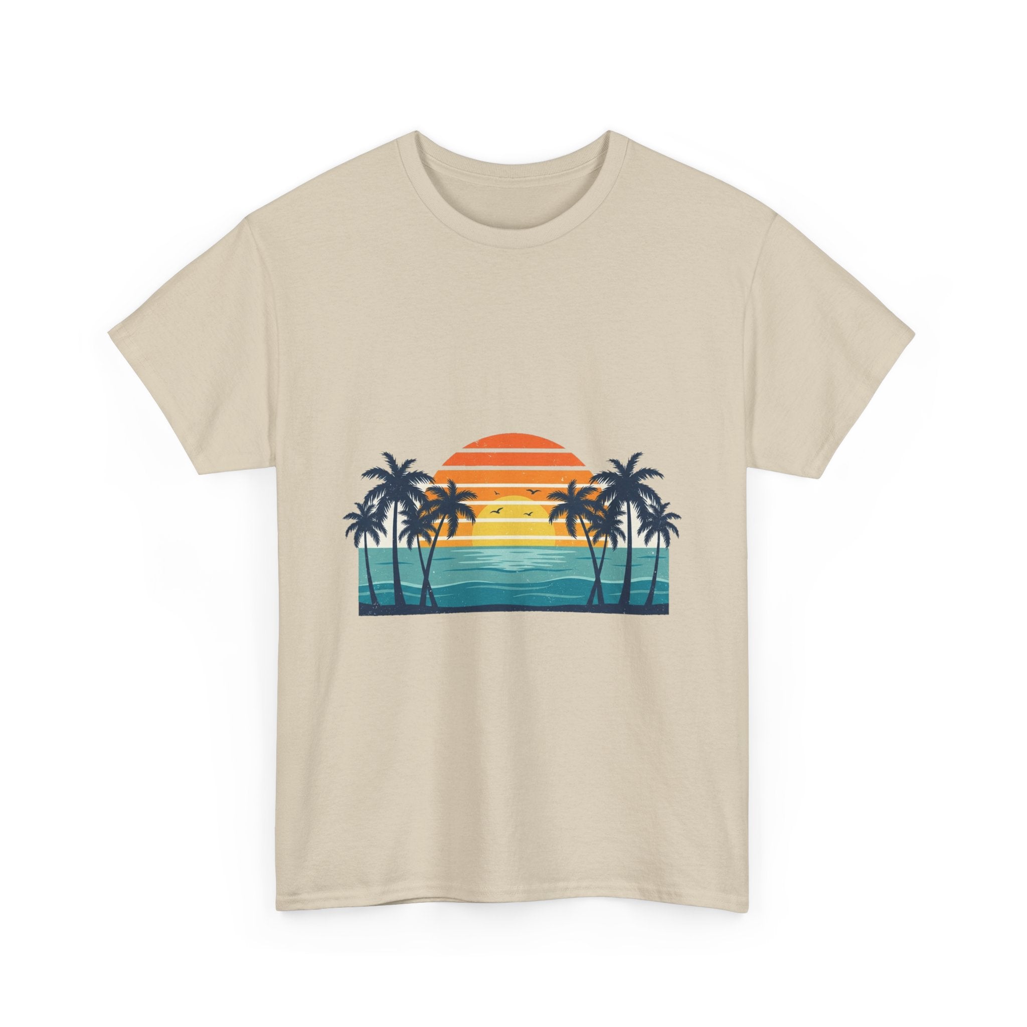 Retro Beach Sunset Tee | Vintage Palms & Ocean Summer Shirt