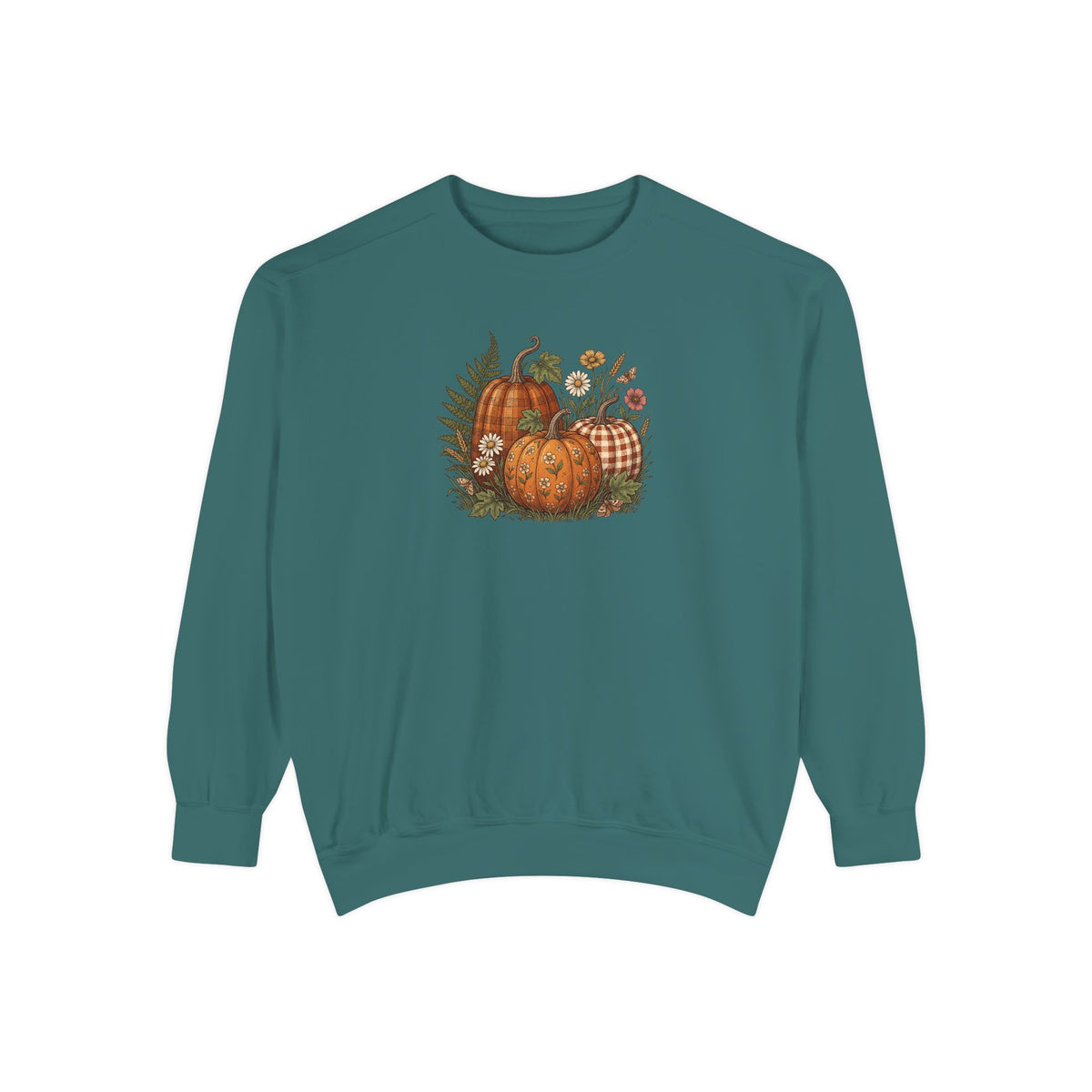 Pumpkin Crewneck Sweatshirt | Vintage Patterned Cottagecore Fall Art | Comfort Colors Garment Dyed