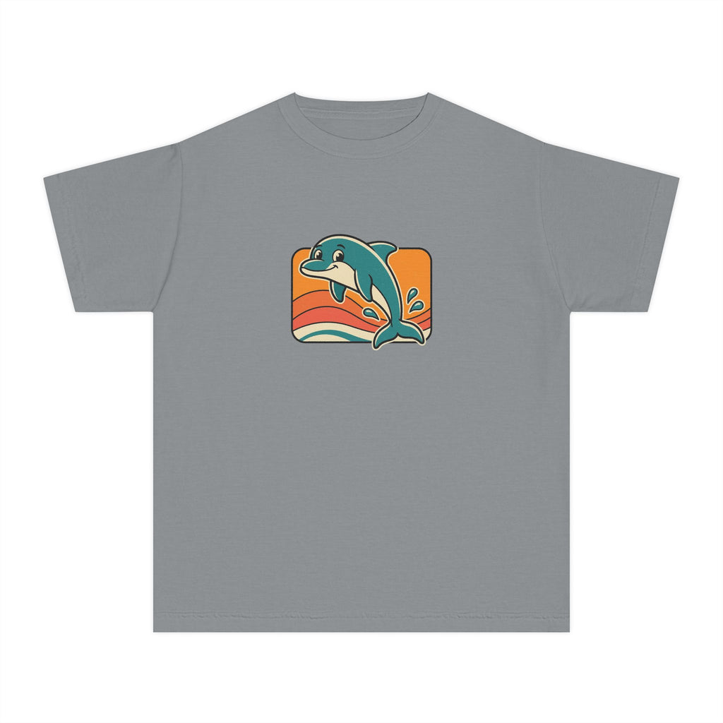 Dolphin Youth Shirt Retro Sunset Comfort Colors Beach Tee