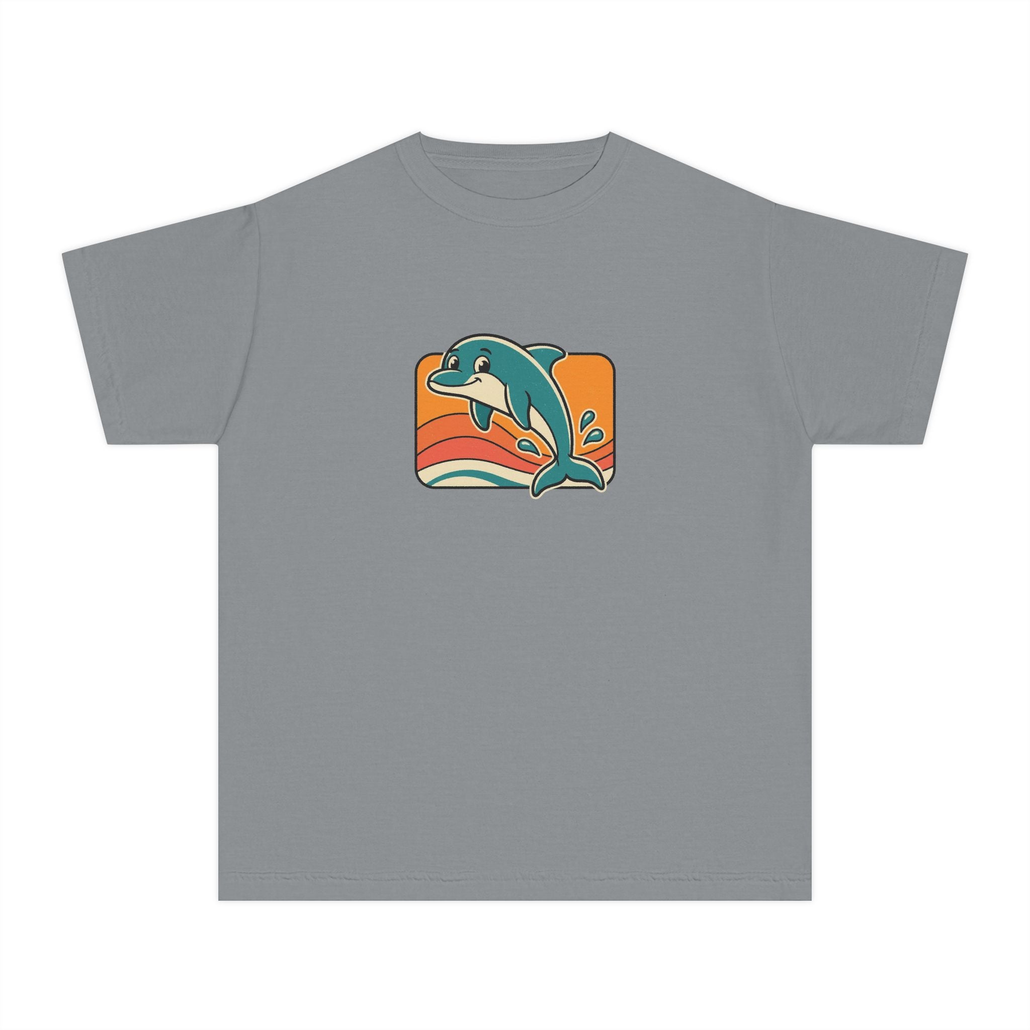 Dolphin Youth Shirt Retro Sunset Comfort Colors Beach Tee