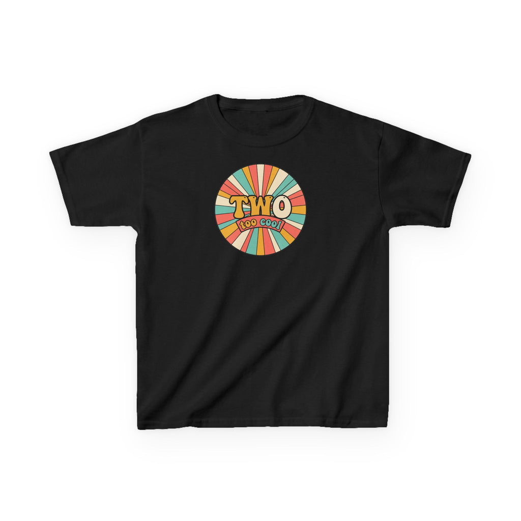2nd Birthday Shirt TWO Too Cool Retro Sunburst Kids Tee