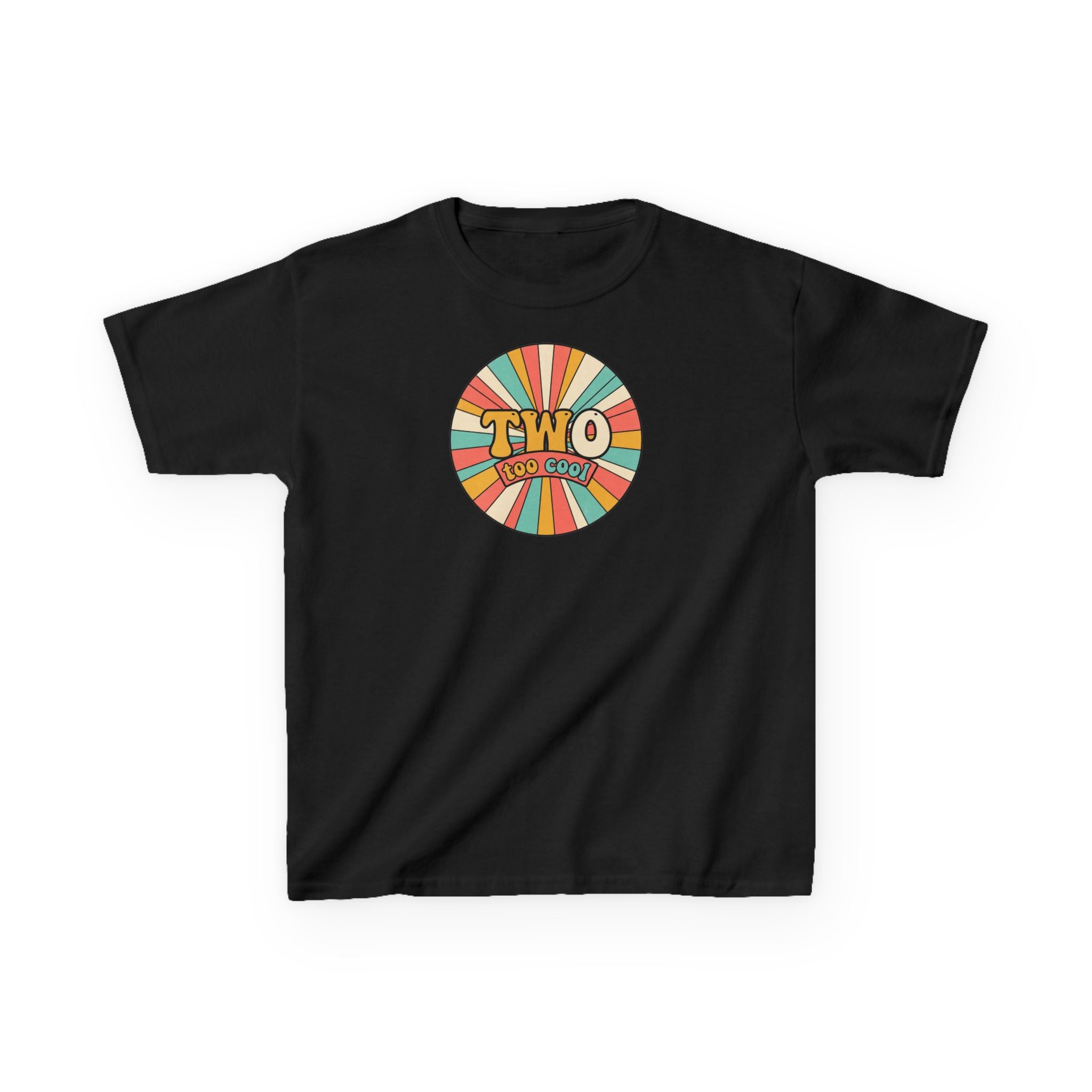 2nd Birthday Shirt TWO Too Cool Retro Sunburst Kids Tee