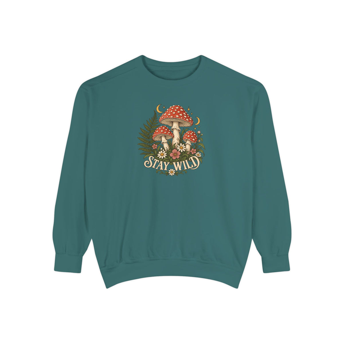 Mushroom Crewneck Sweatshirt | Vintage Botanical Toadstool Art | Comfort Colors Garment Dyed