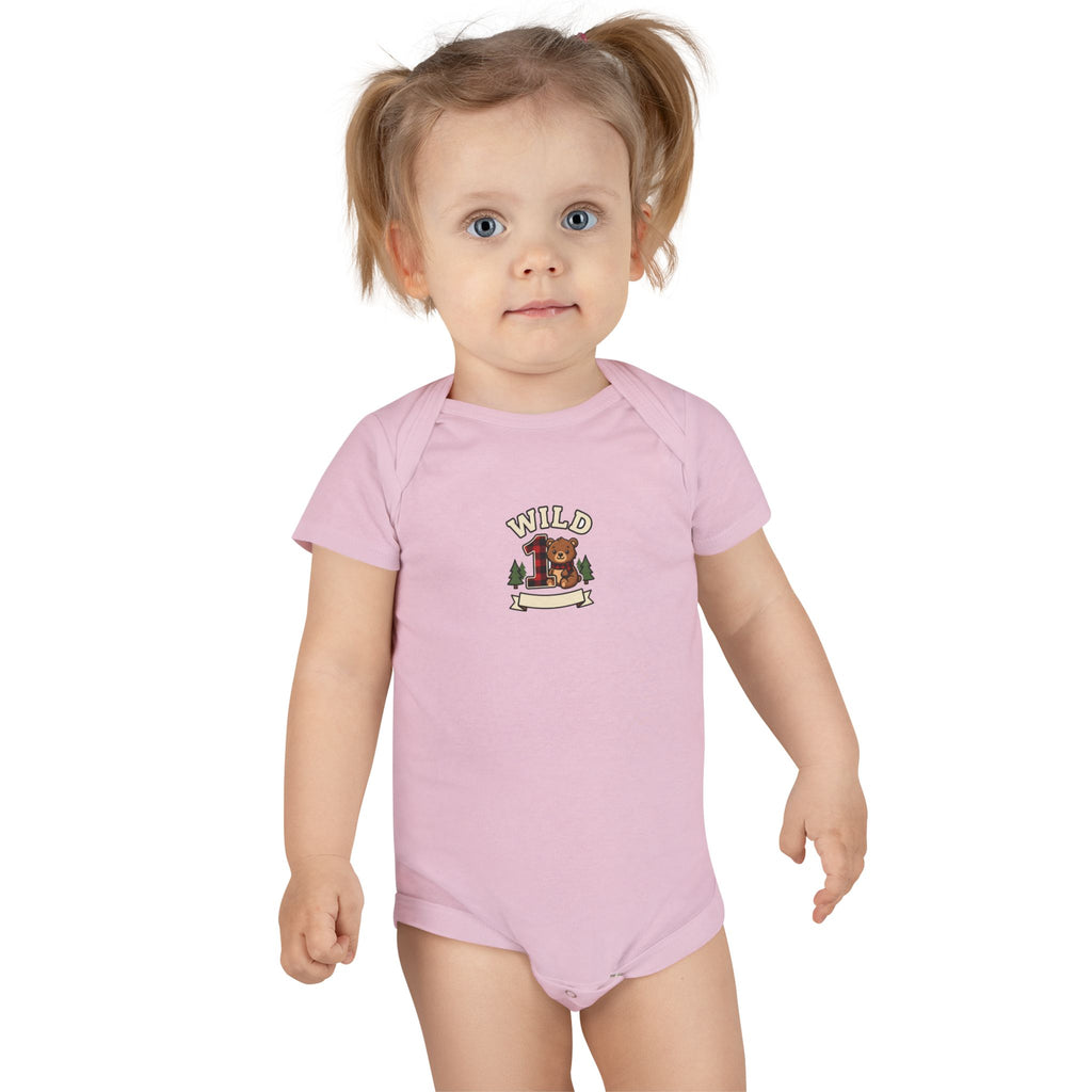Wild One 1st Birthday Baby Bodysuit Plaid Bear Outfit