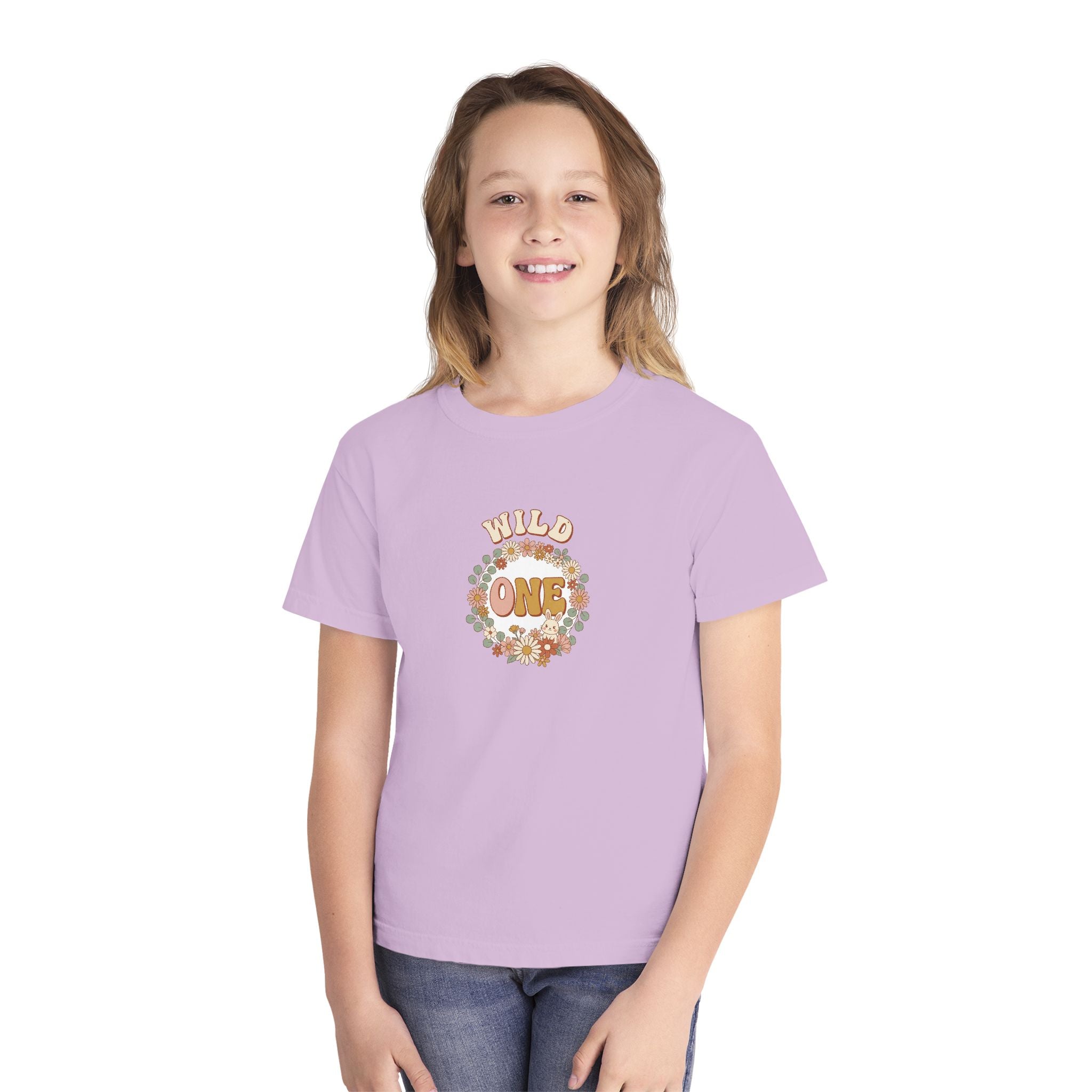 Wild One Birthday Youth Shirt Boho Bunny Comfort Colors