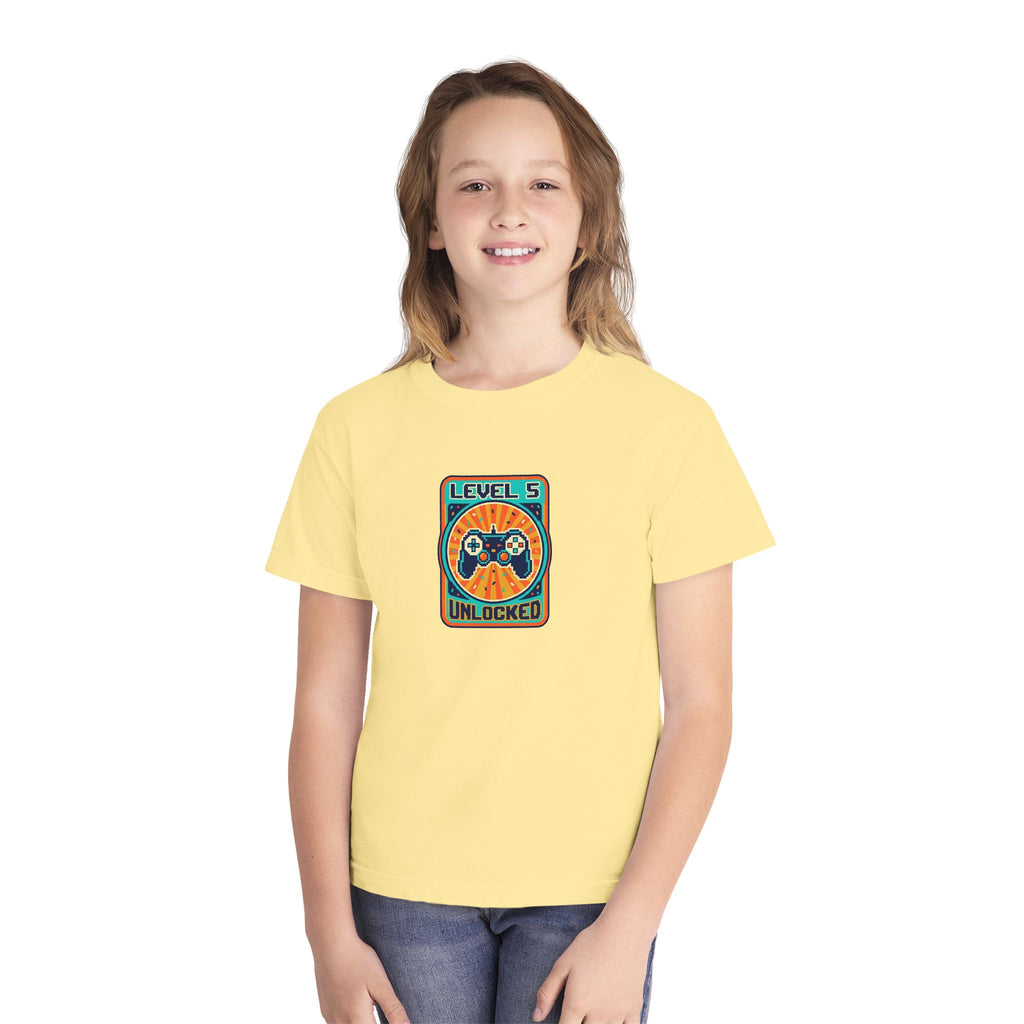 Level 5 Unlocked 5th Birthday Youth Shirt Gamer Tee