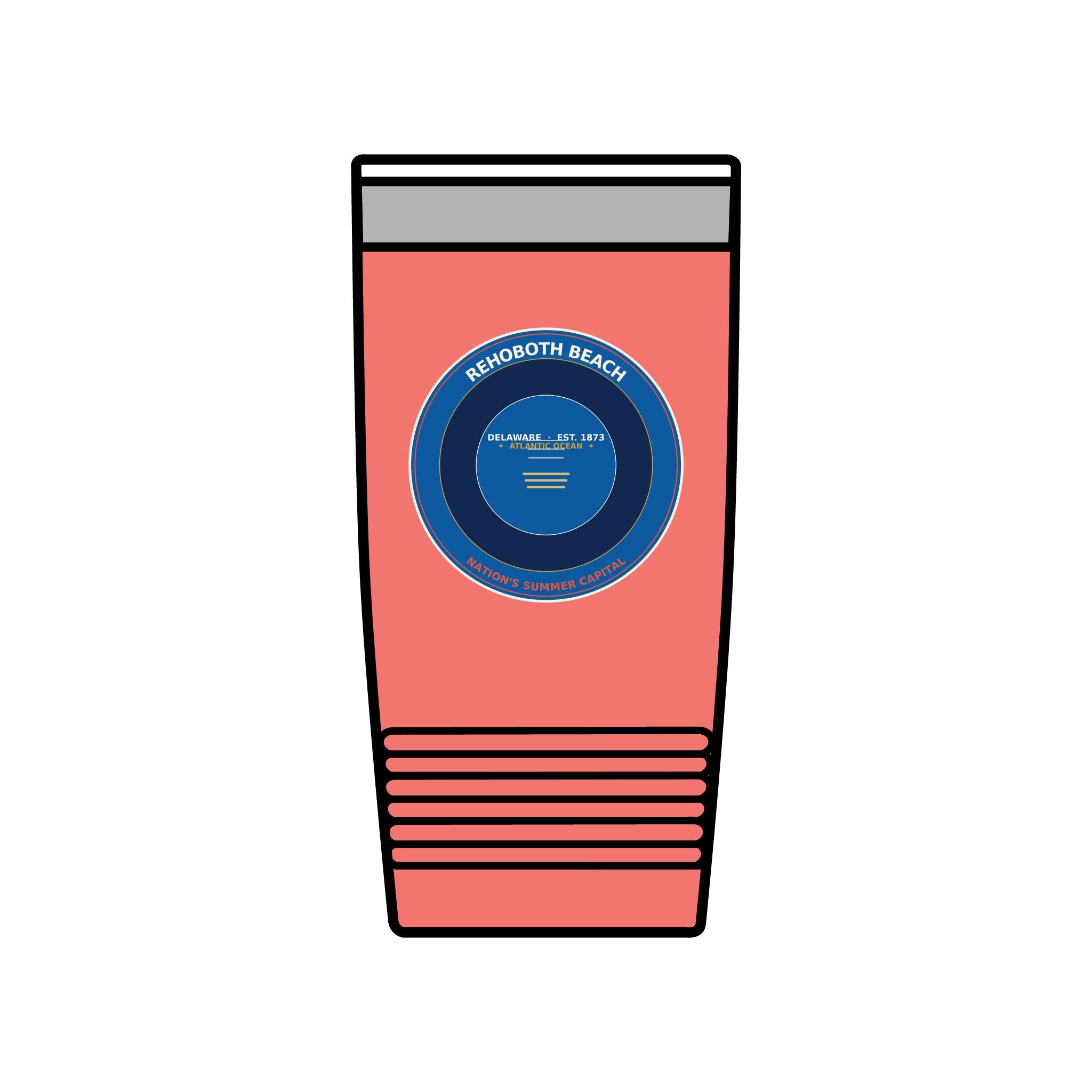 Rehoboth Beach Delaware 20oz Tumbler | Vintage Boardwalk Badge