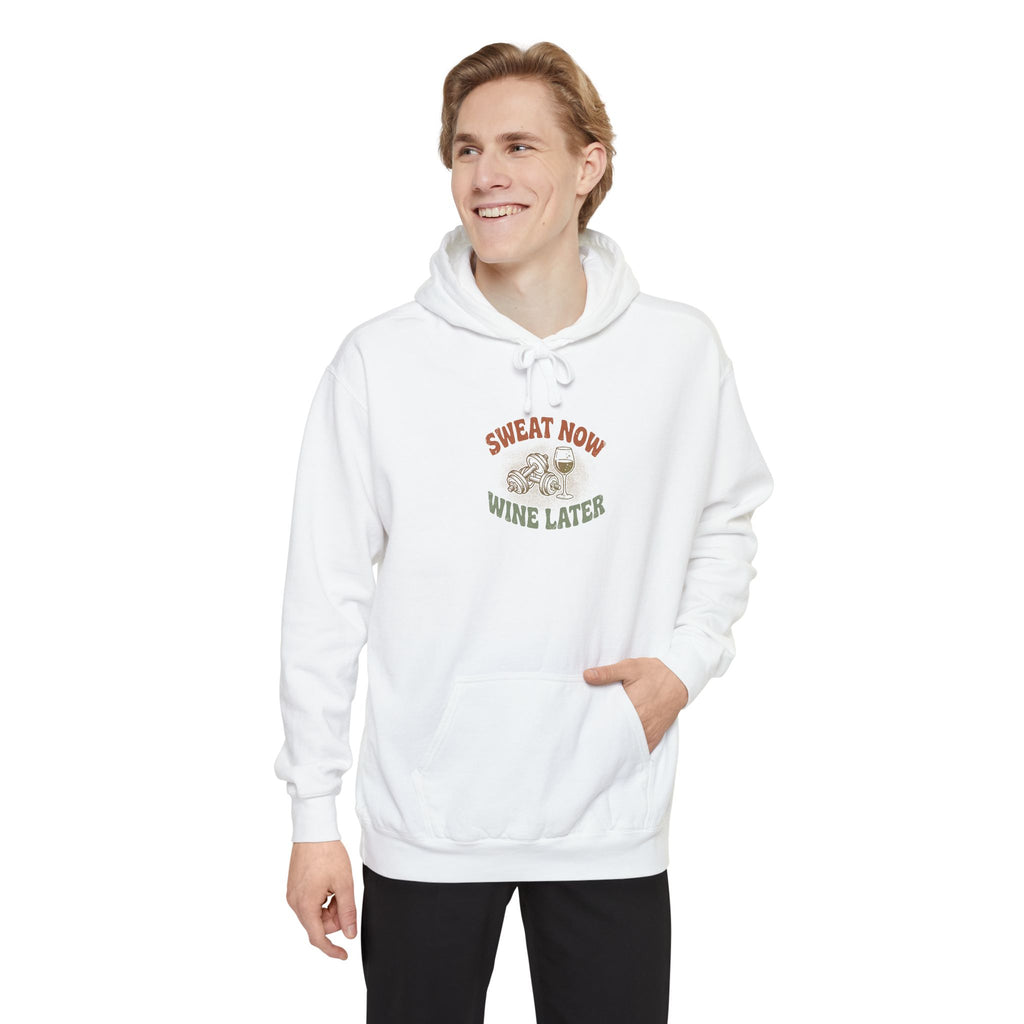 Funny Gym Hoodie | Sweat Now Wine Later | Comfort Colors Wine Lover Hoodie