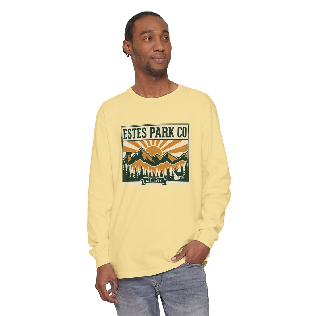 Estes Park CO Hidden Wildlife Long Sleeve Tee | Forest Green EST. 1917 | Comfort Colors