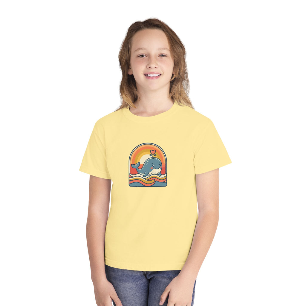 Whale Youth Shirt Retro Heart Comfort Colors Beach Tee