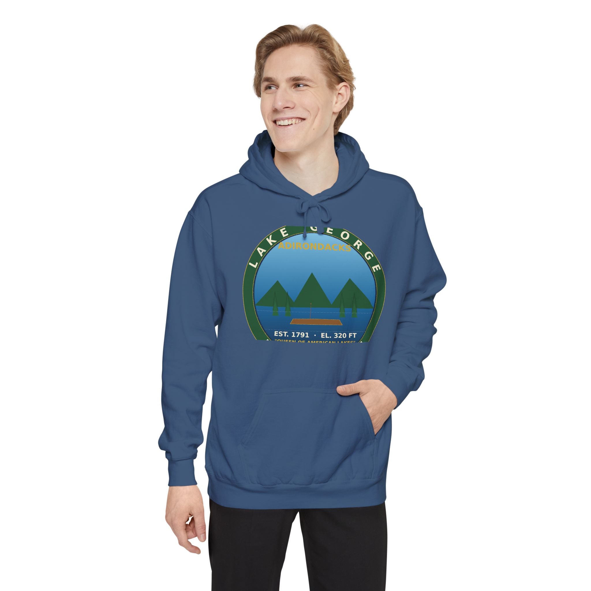 Lake George Adirondacks Badge Hoodie
