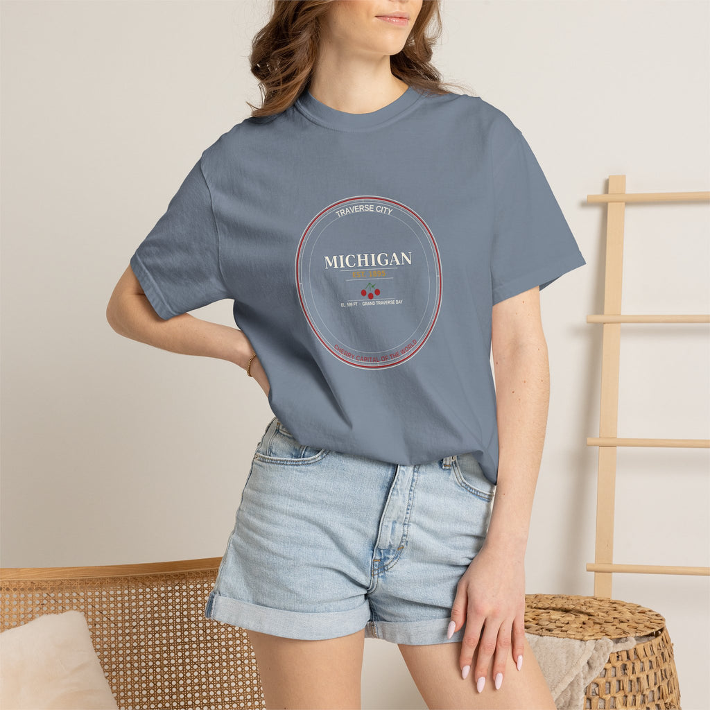Traverse City Michigan Tee | Vintage Cherry Capital Badge