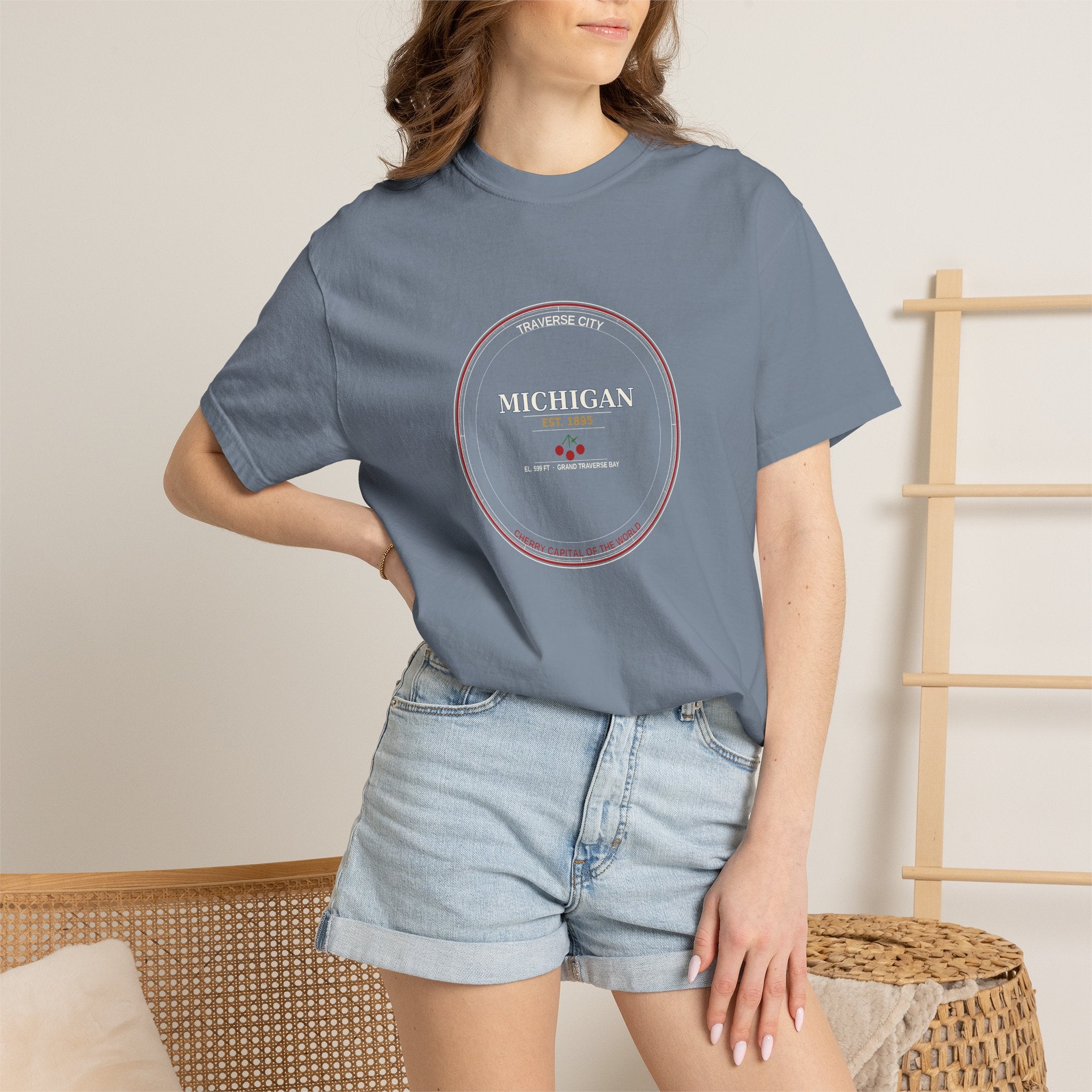 Traverse City Michigan Tee | Vintage Cherry Capital Badge