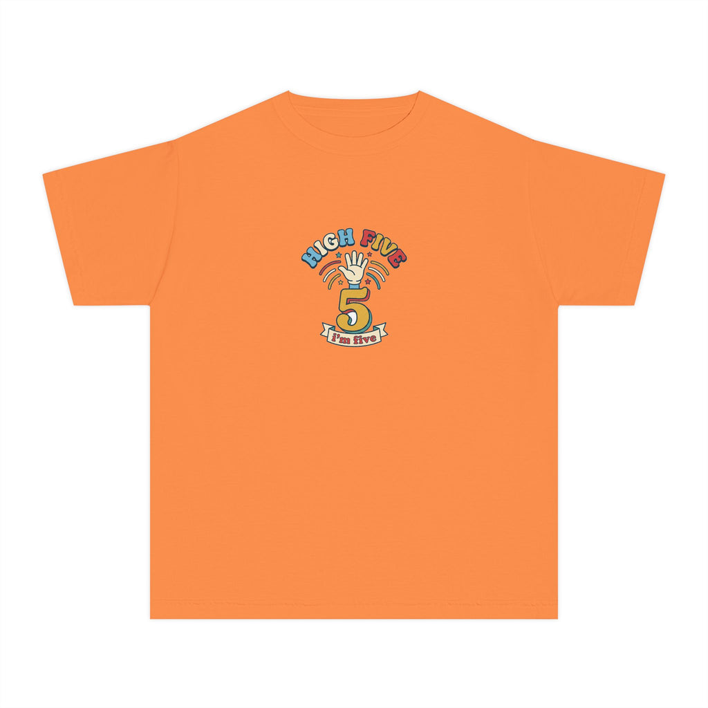 High Five I'm Five 5th Birthday Youth Comfort Colors Tee