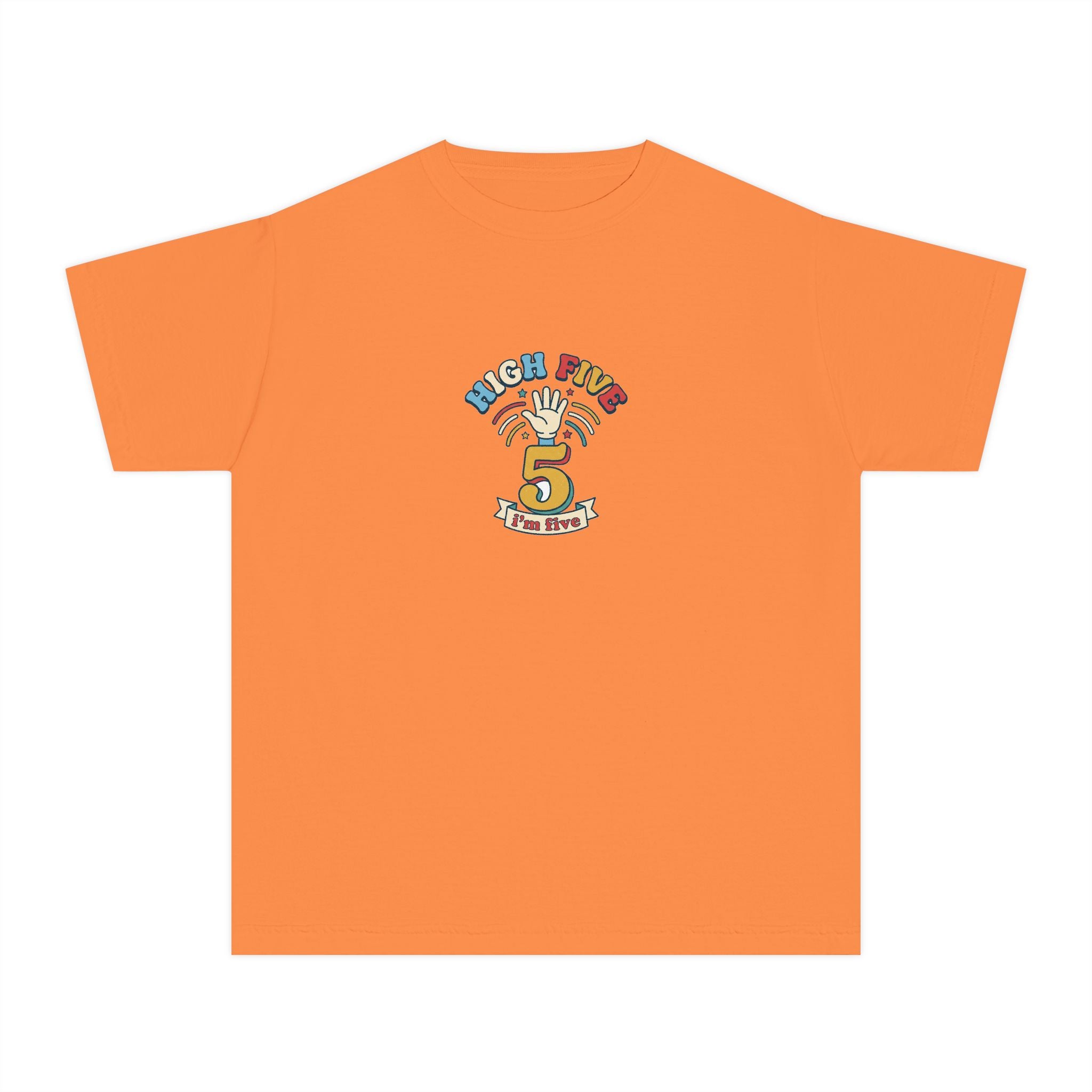 High Five I'm Five 5th Birthday Youth Comfort Colors Tee