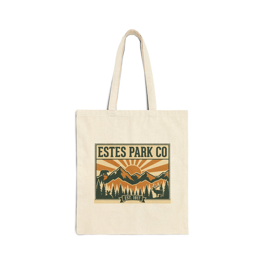 Estes Park CO Hidden Wildlife Canvas Tote | Forest Green EST. 1917